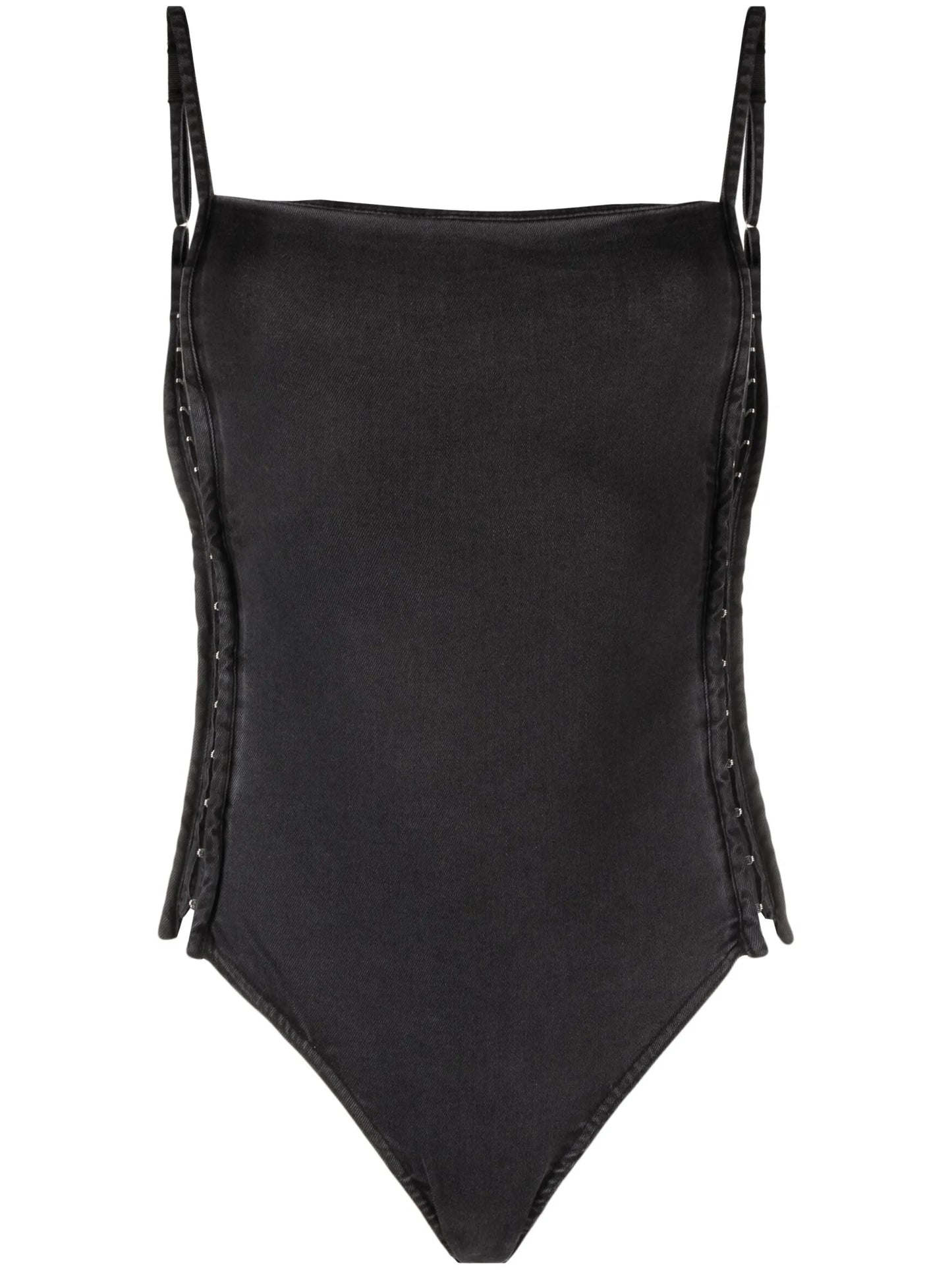 logo-patch denim bodysuit