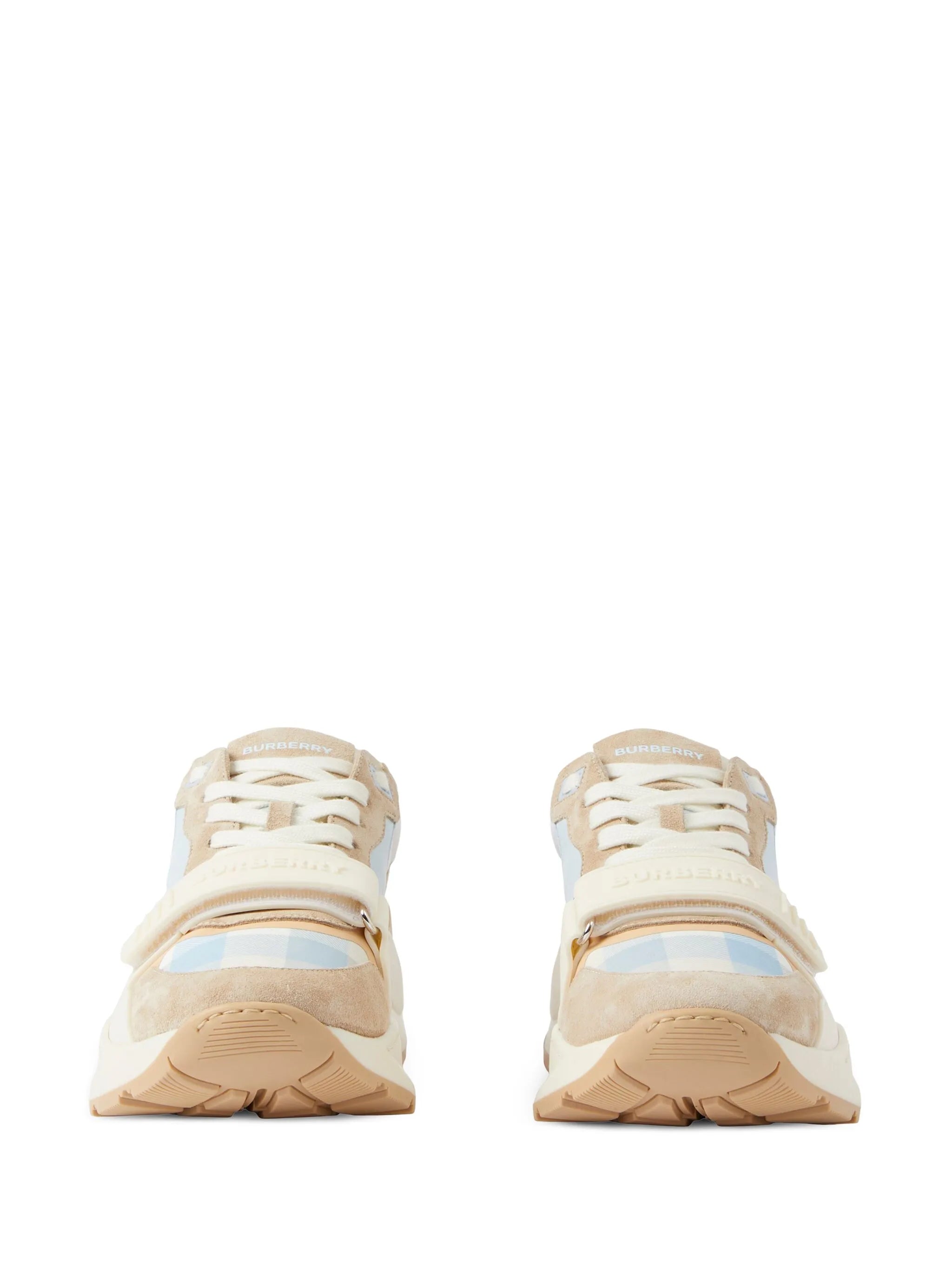 check-pattern lace-up sneakers