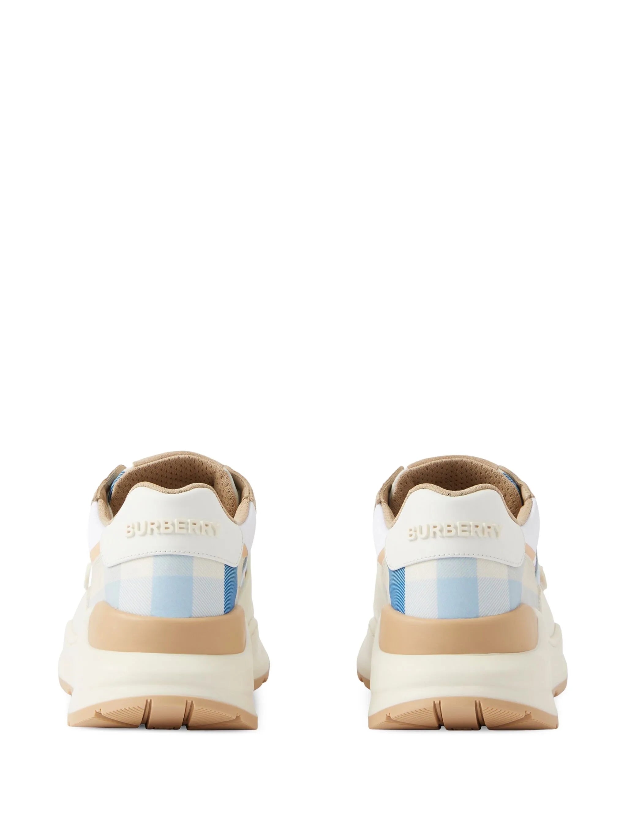 check-pattern lace-up sneakers