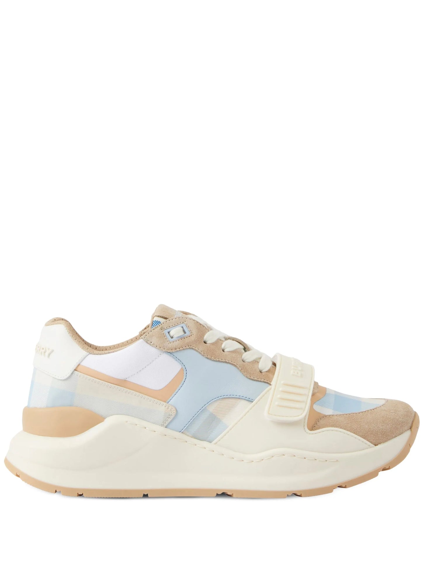 check-pattern lace-up sneakers