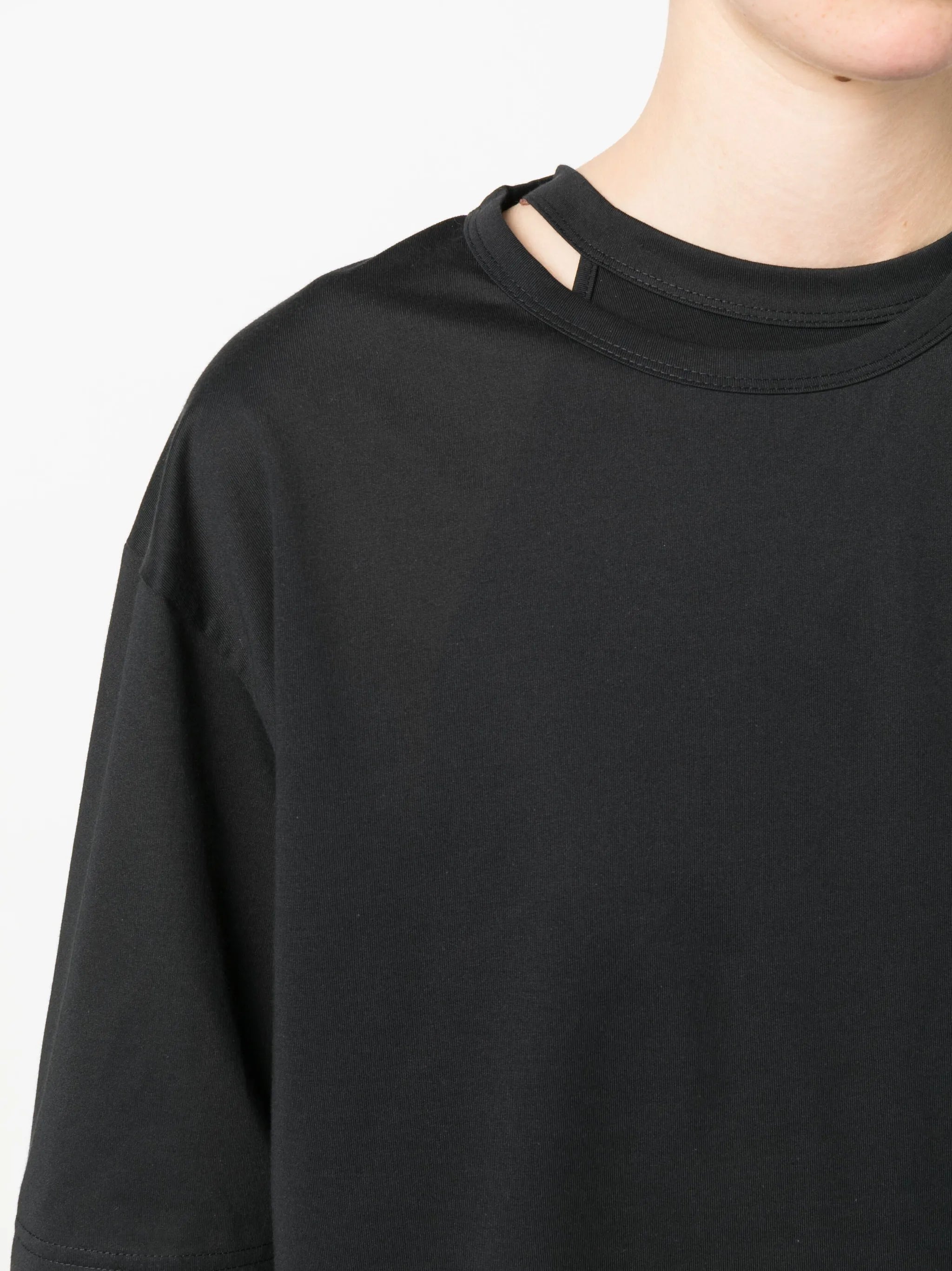 layered-neck logo-print T-shirt