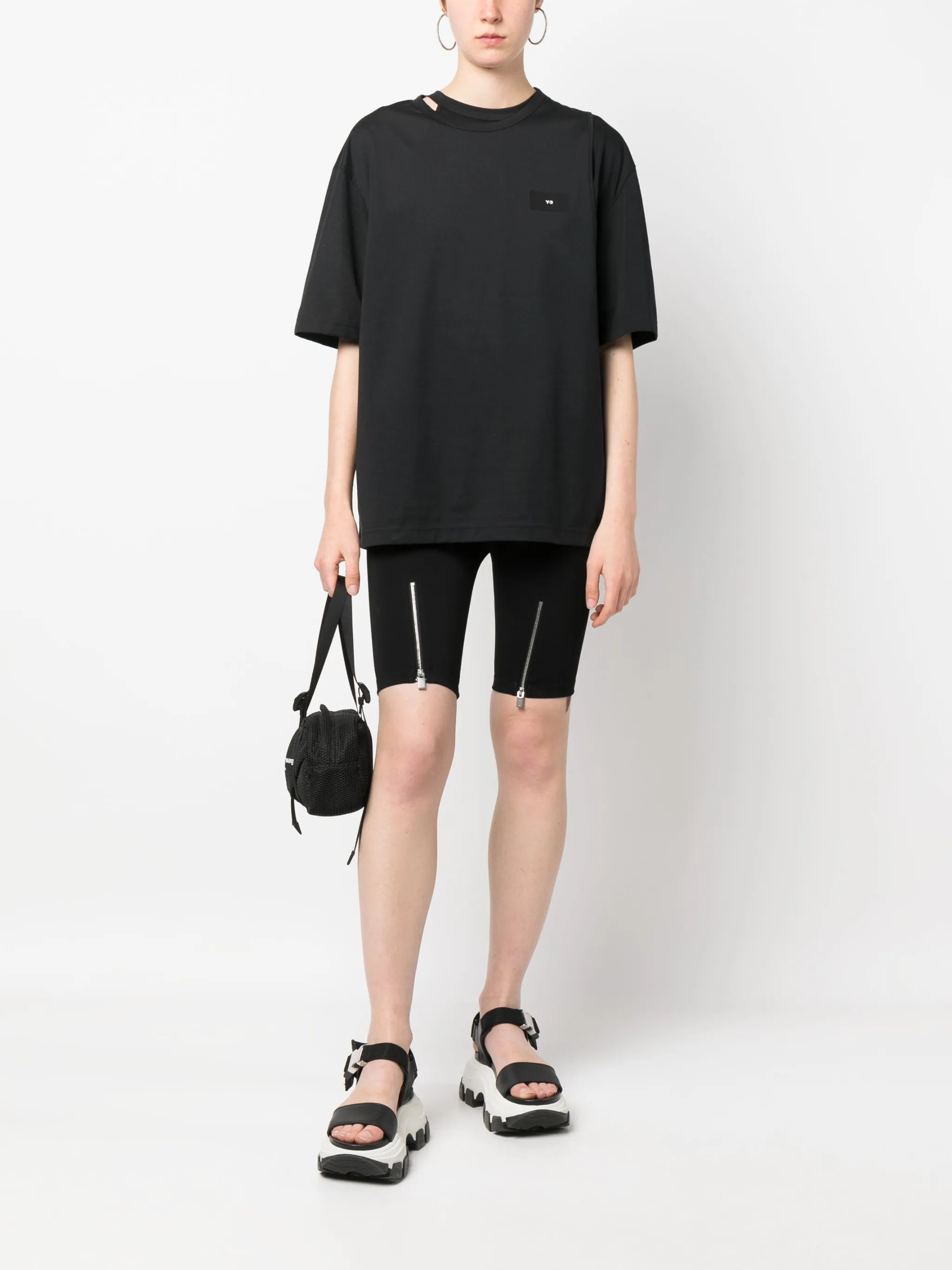 layered-neck logo-print T-shirt
