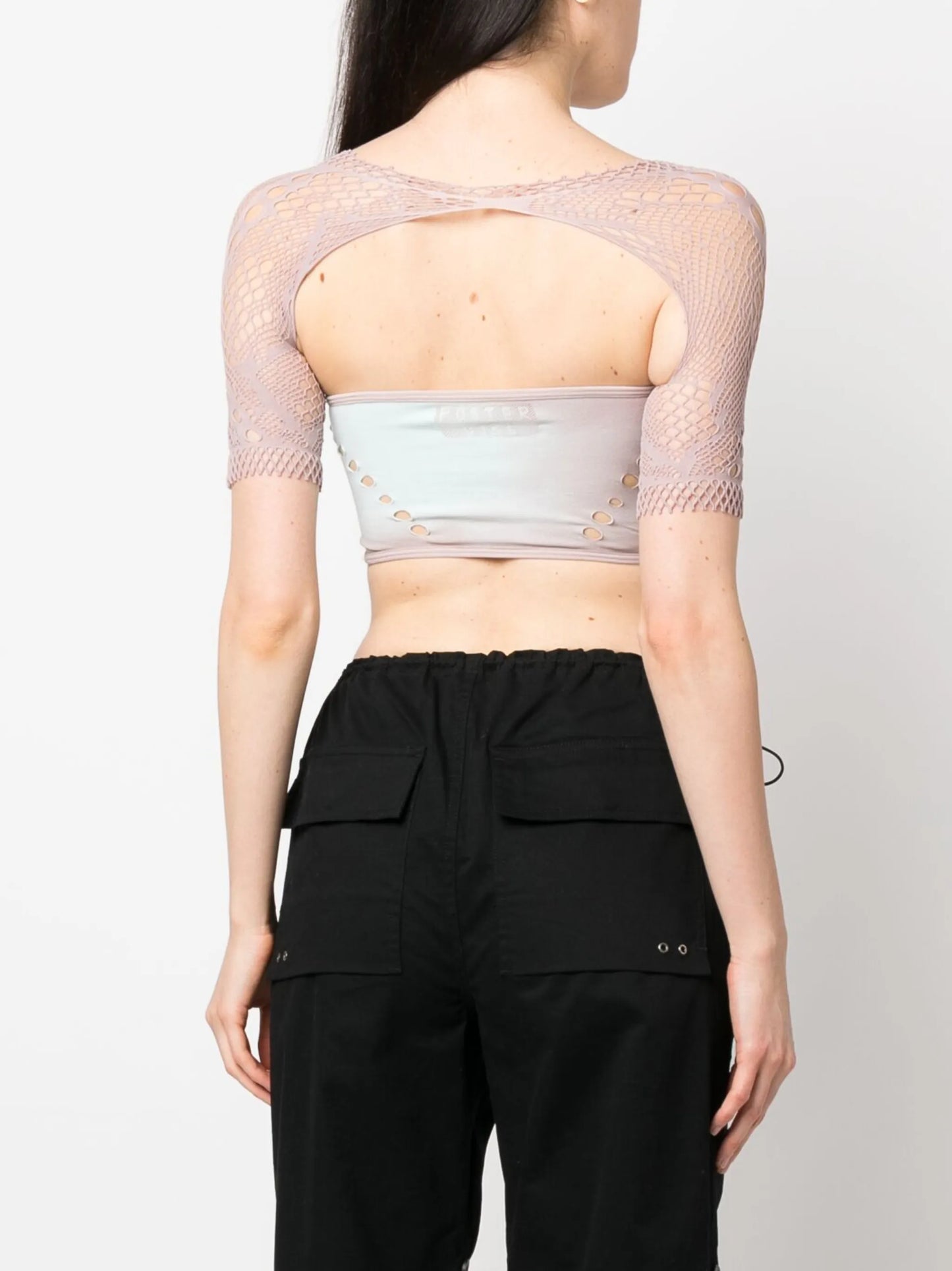 gradient-effect perforated cropped top