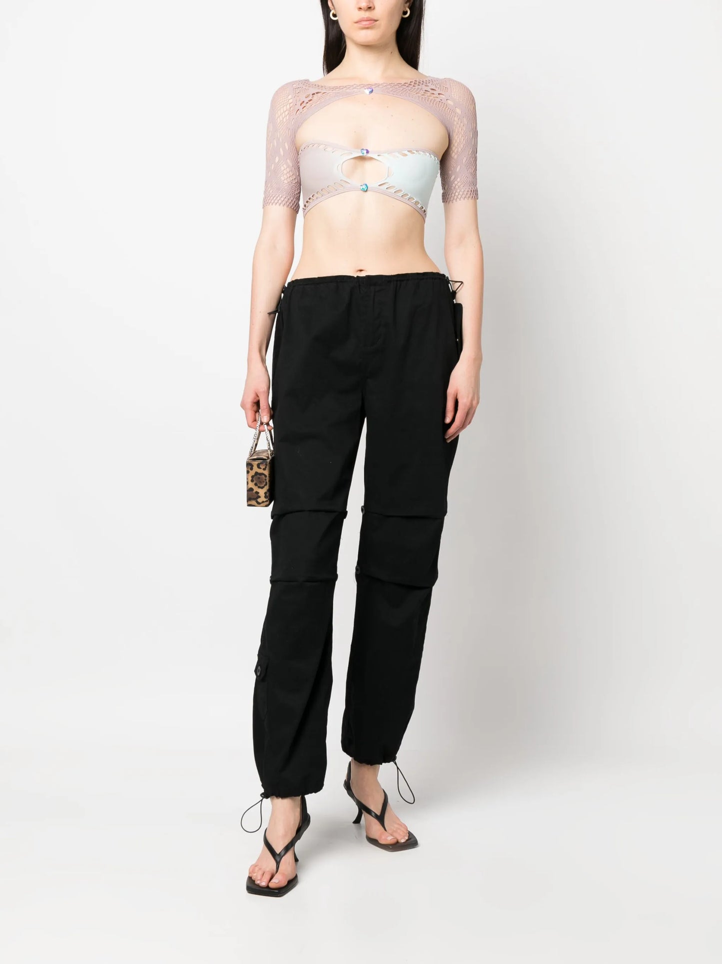 gradient-effect perforated cropped top