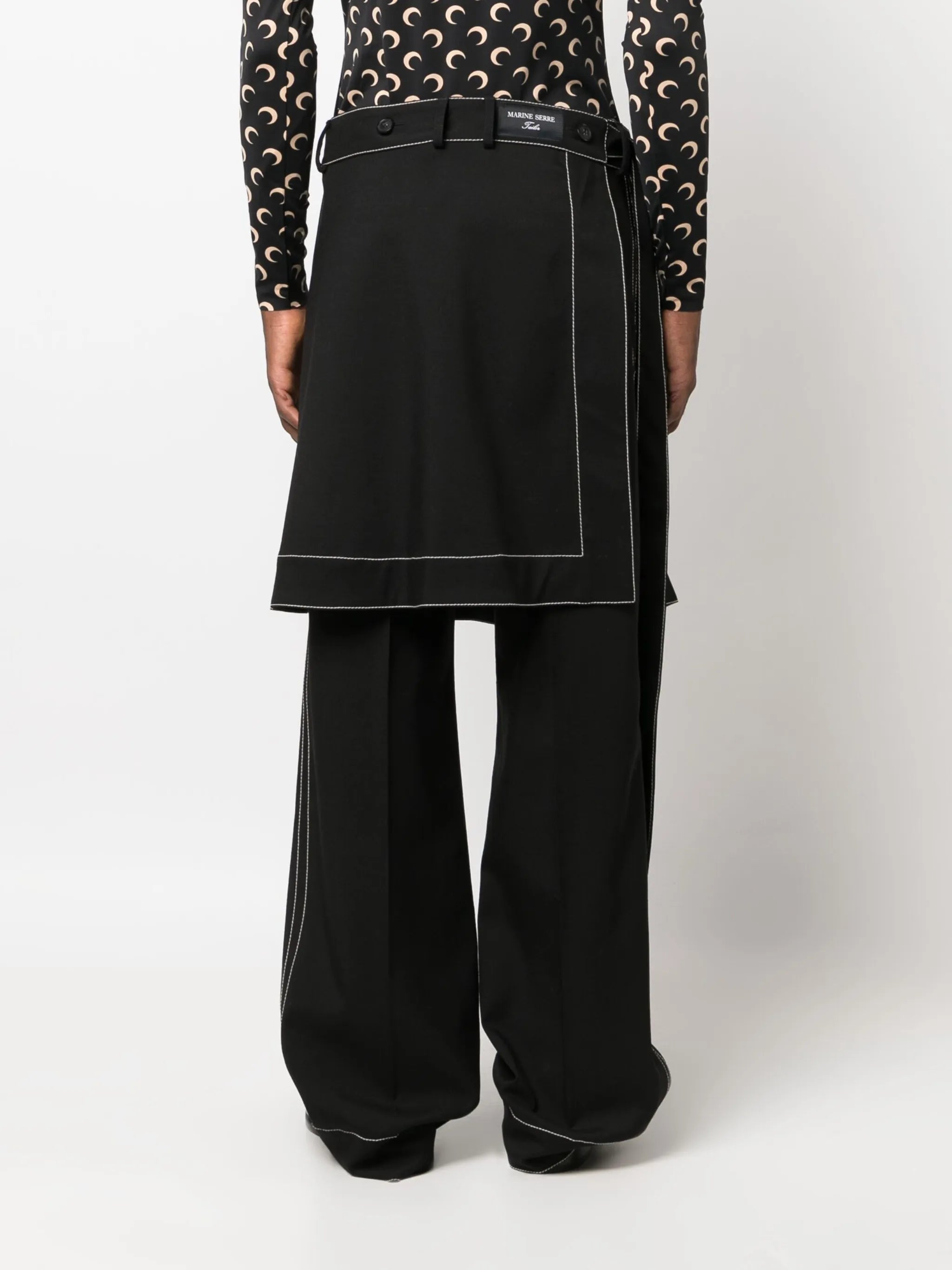 pleated-panel wide-leg trousers