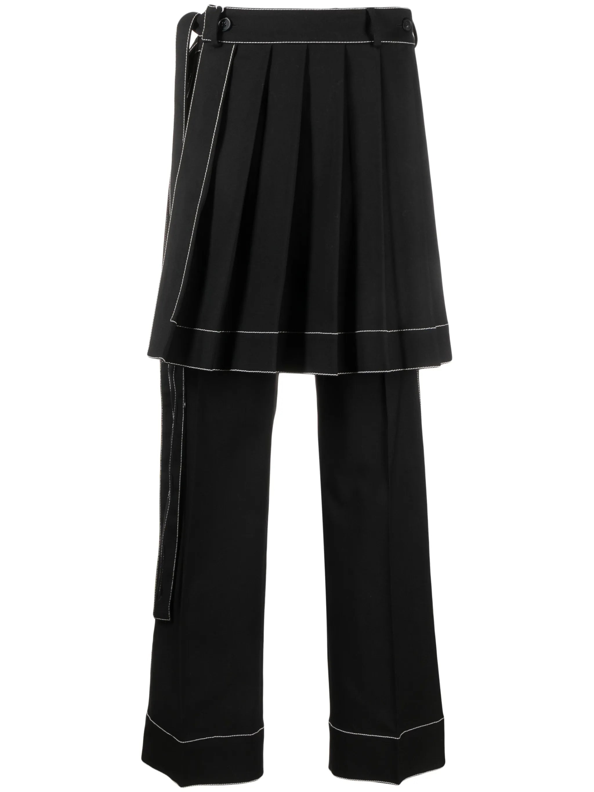 pleated-panel wide-leg trousers
