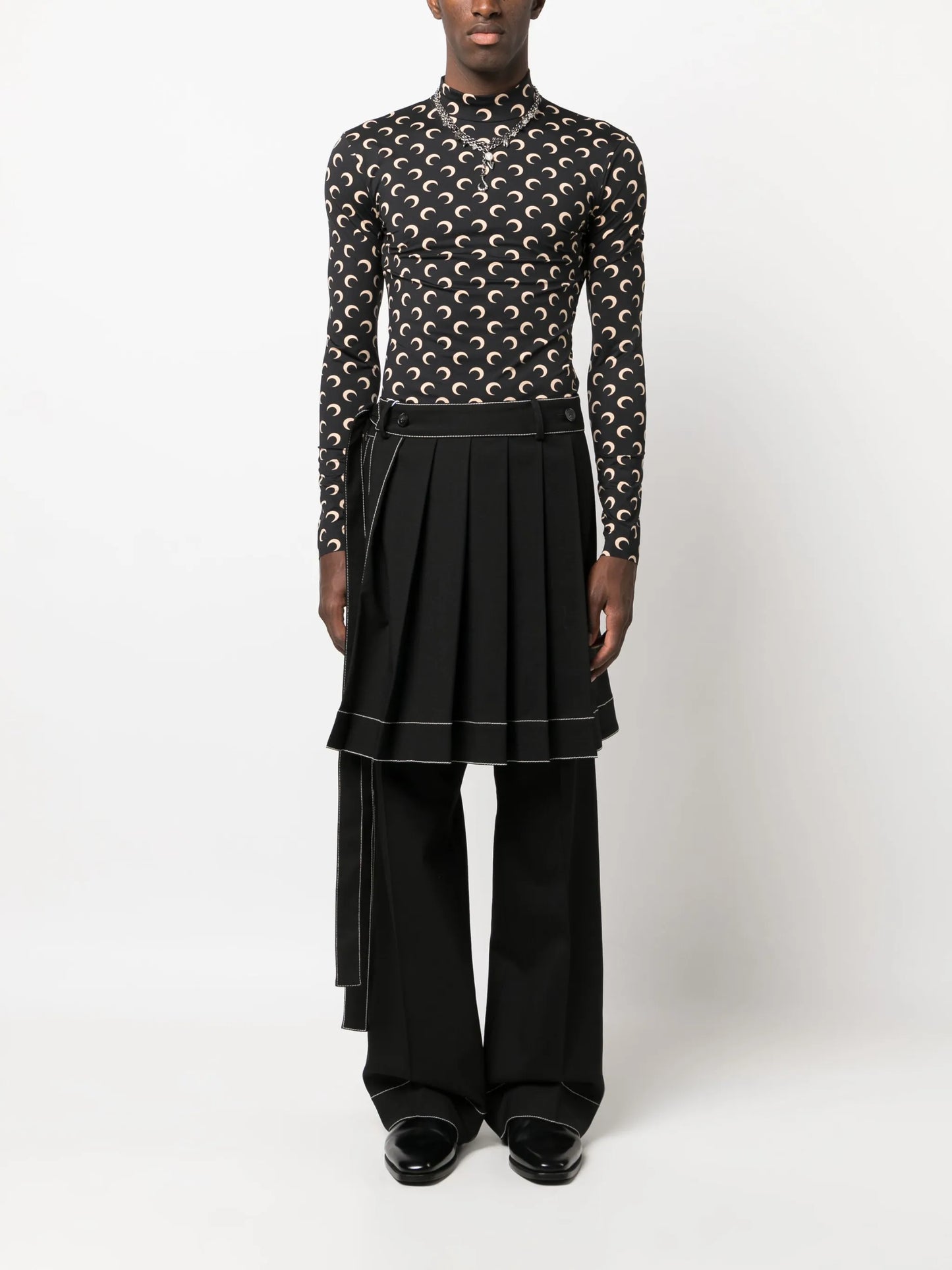 pleated-panel wide-leg trousers
