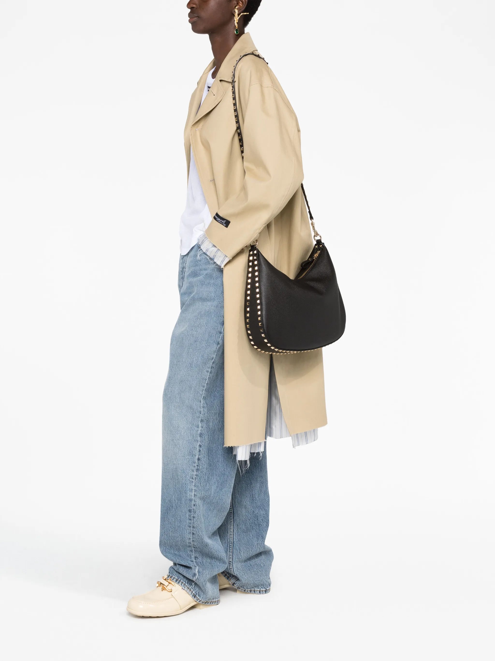 Rockstud leather tote bag