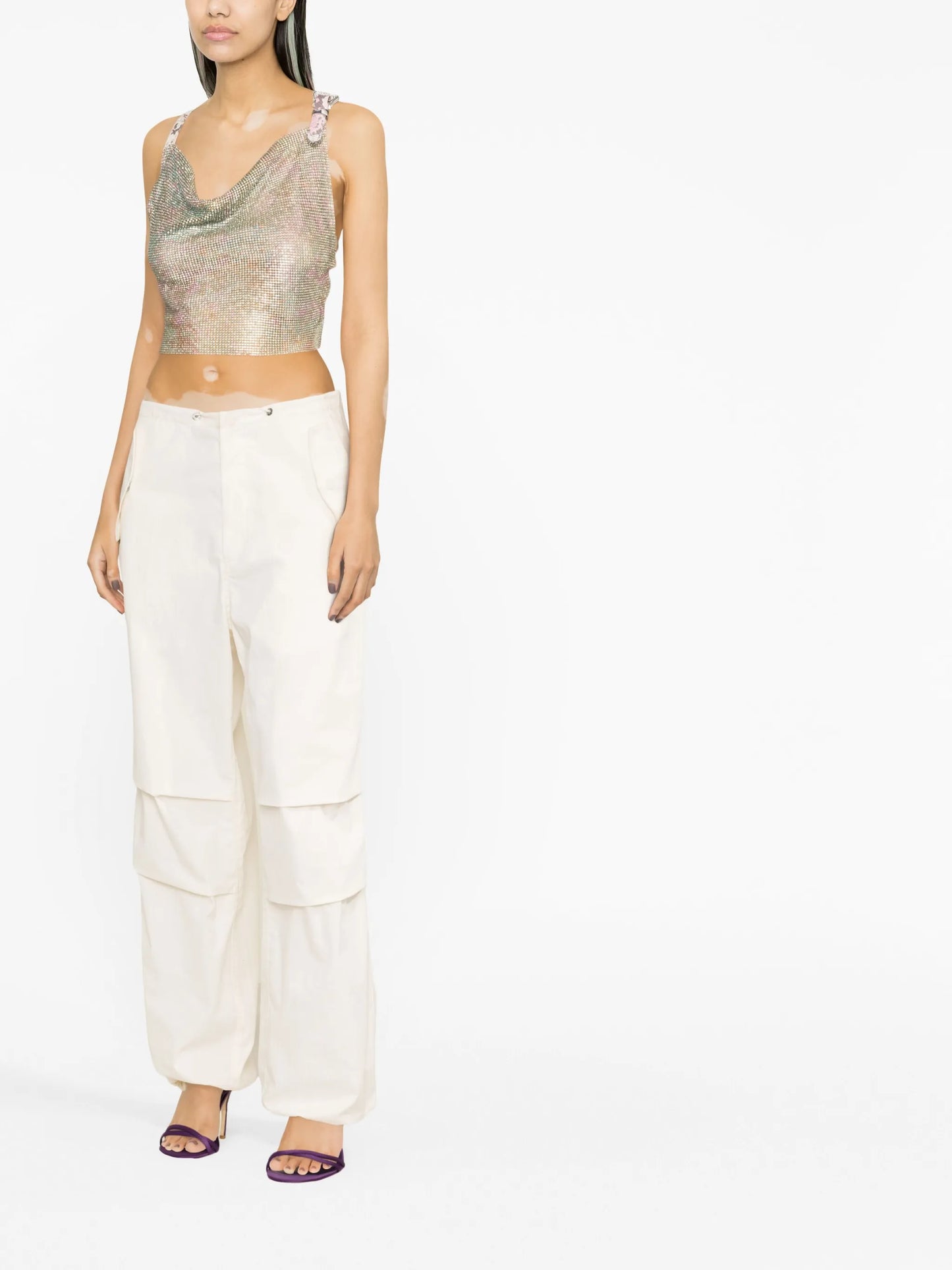 crystal-embellished crossover-strap top