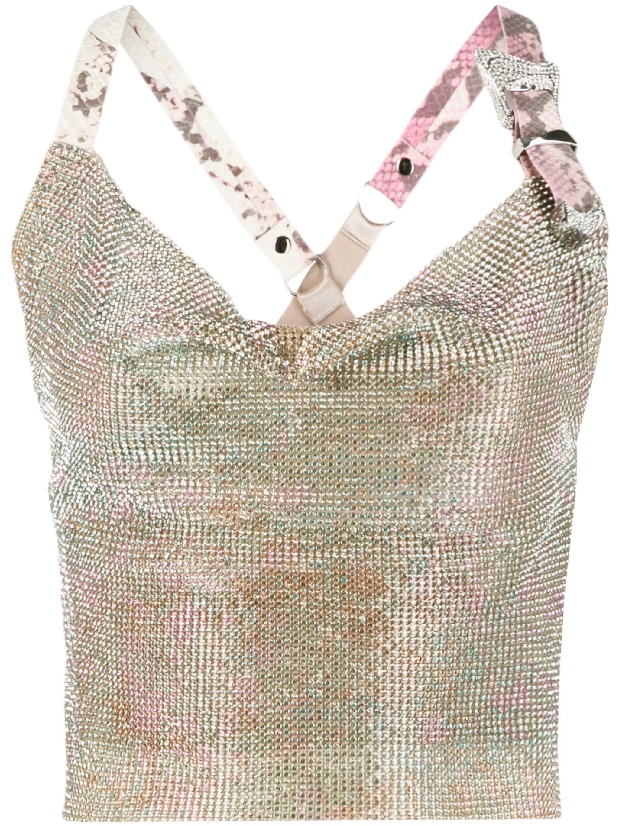 crystal-embellished crossover-strap top