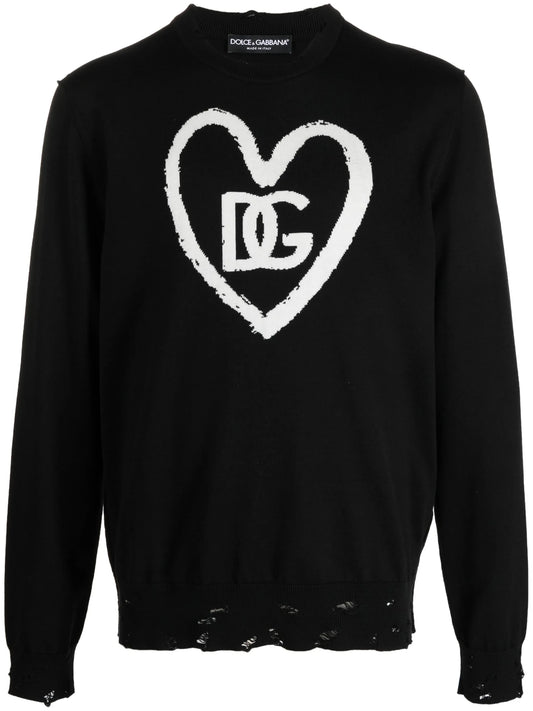 logo-detail distressed jumper