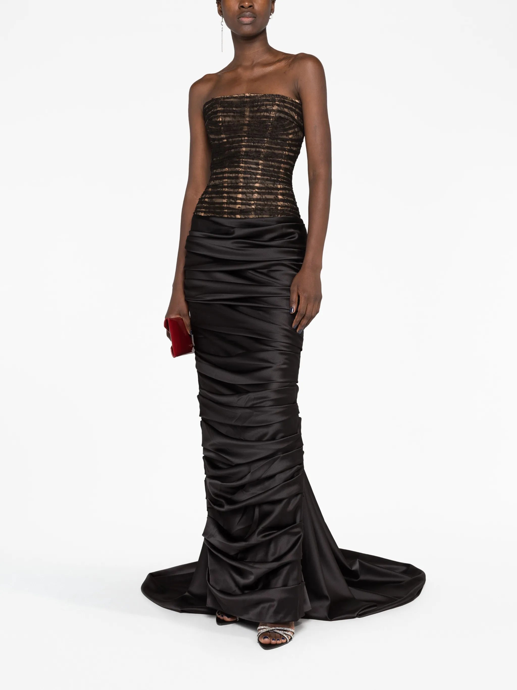 lace-design bandeau gown