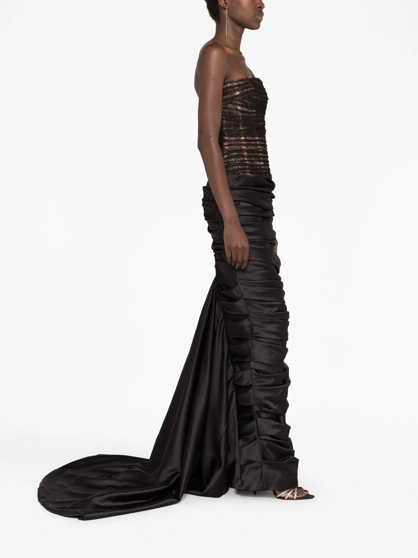 lace-design bandeau gown