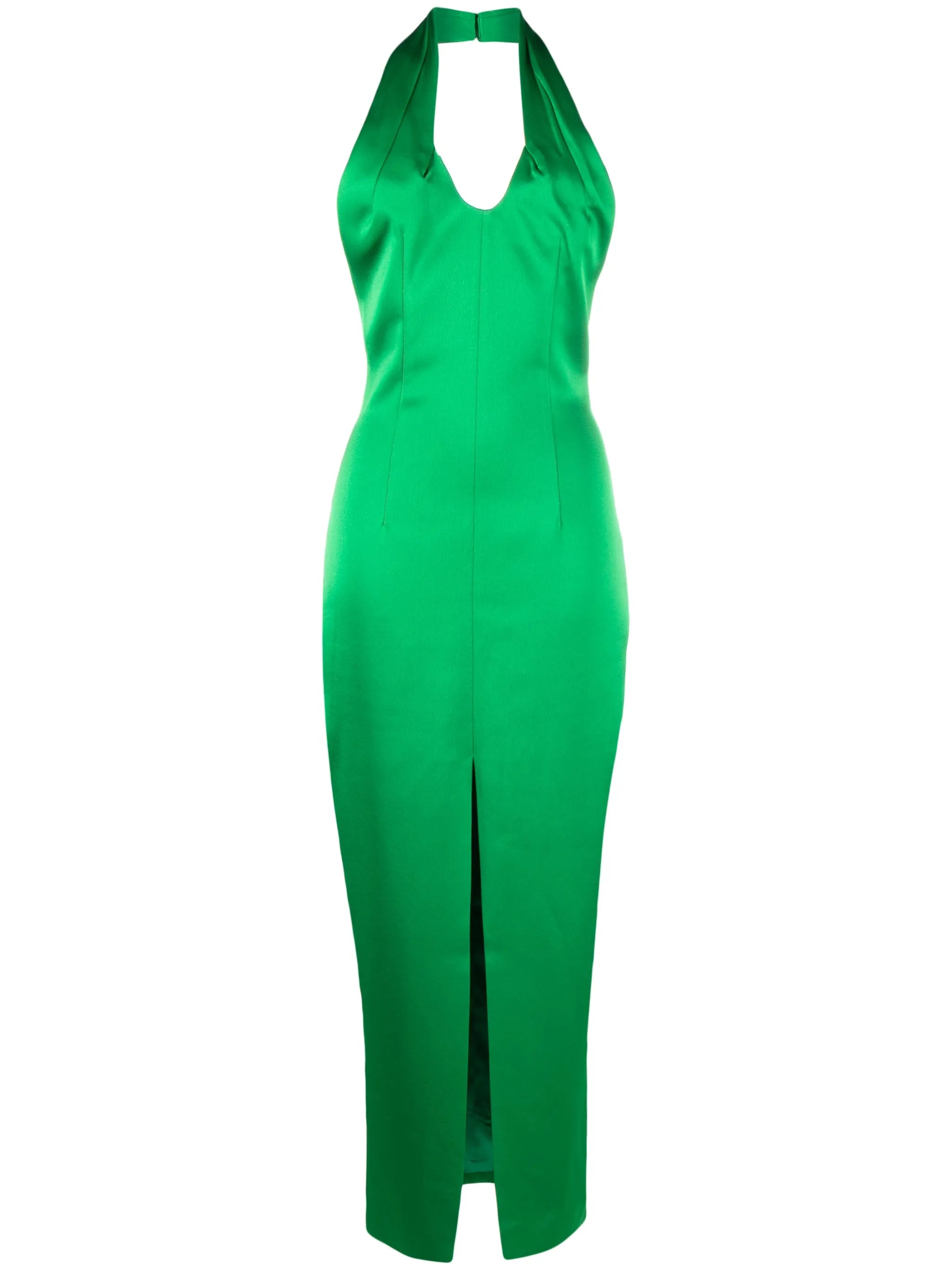 halterneck satin-finish dress