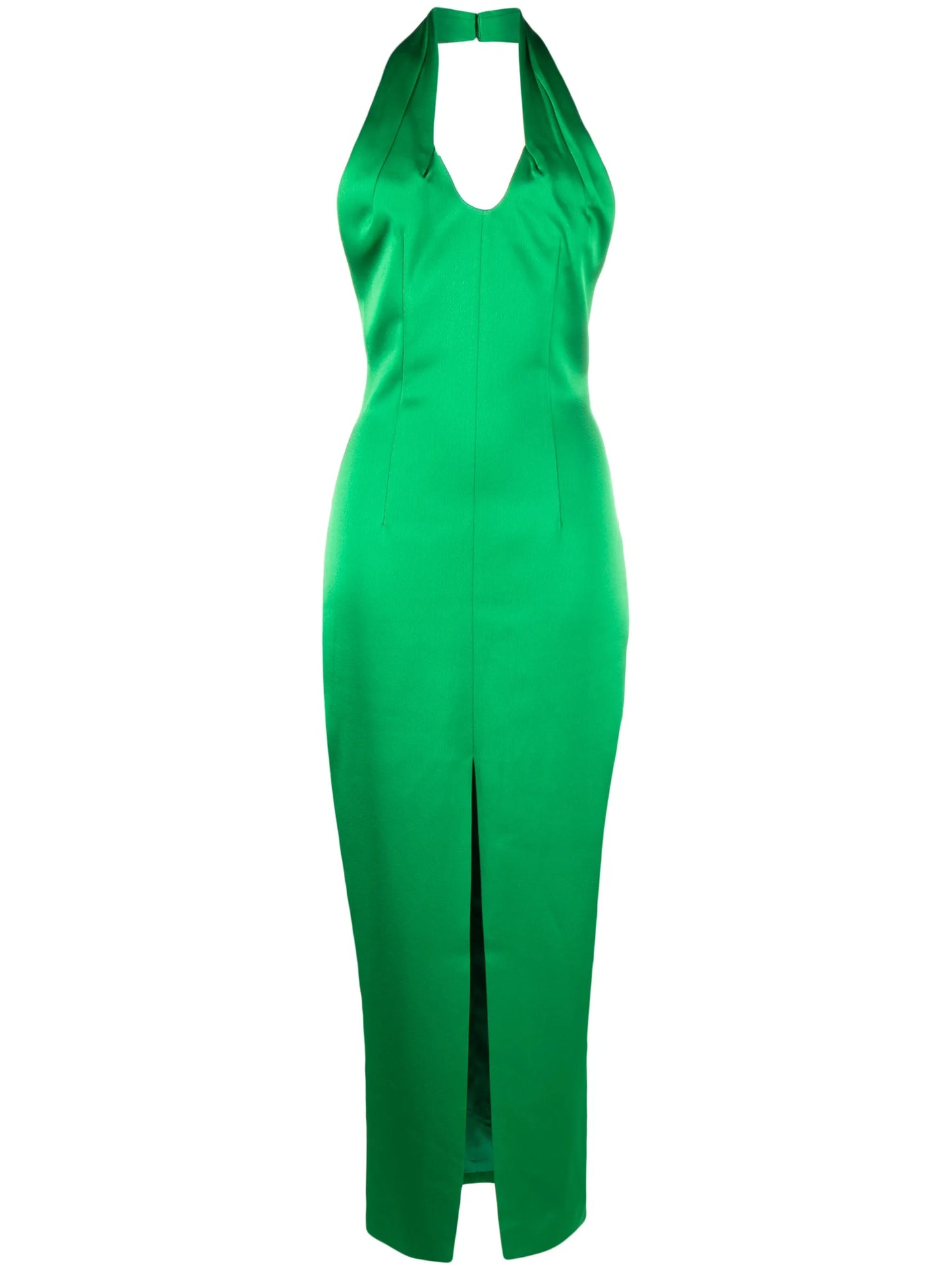 halterneck satin-finish dress