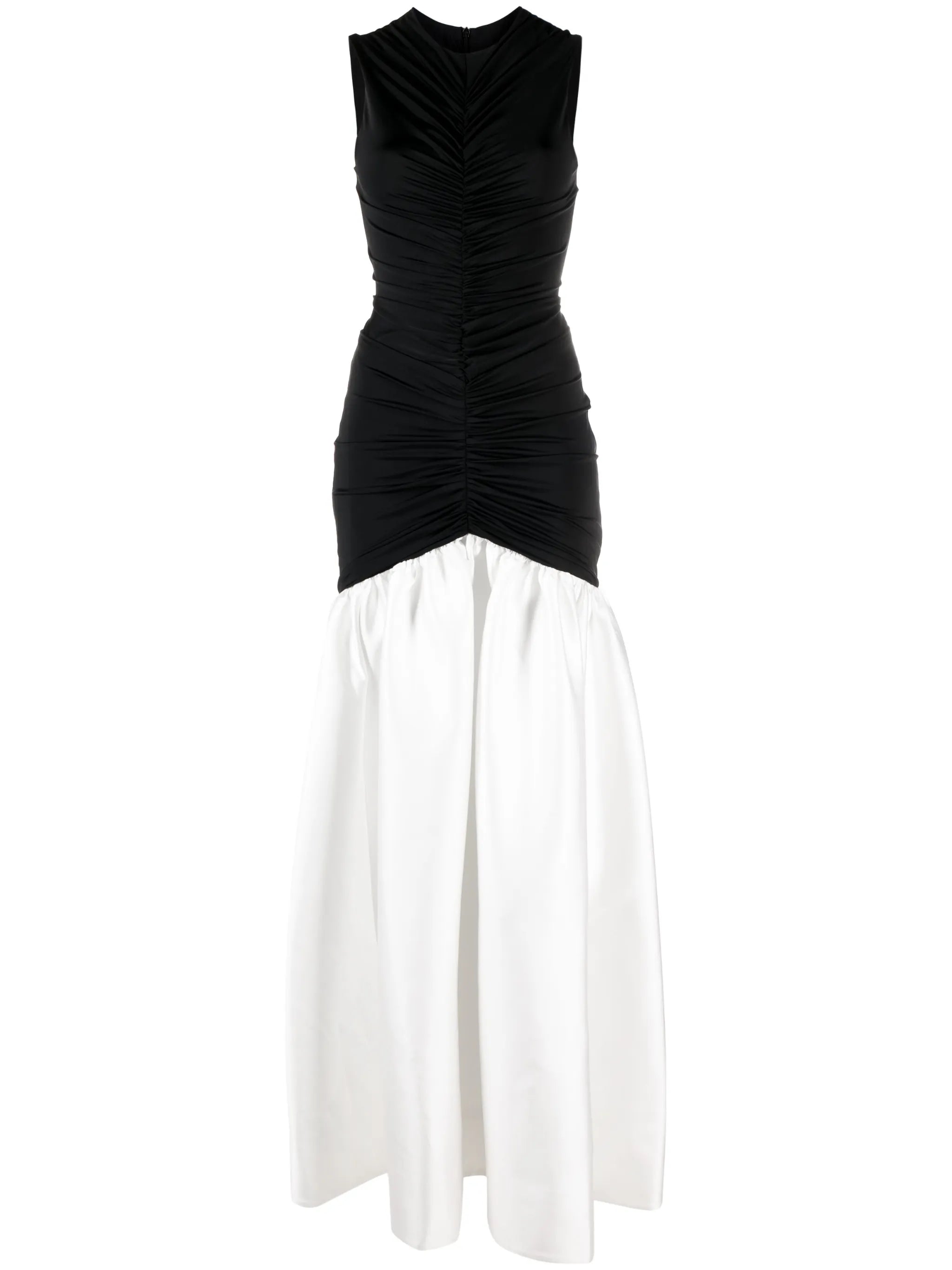 two-tone satin-finish gown