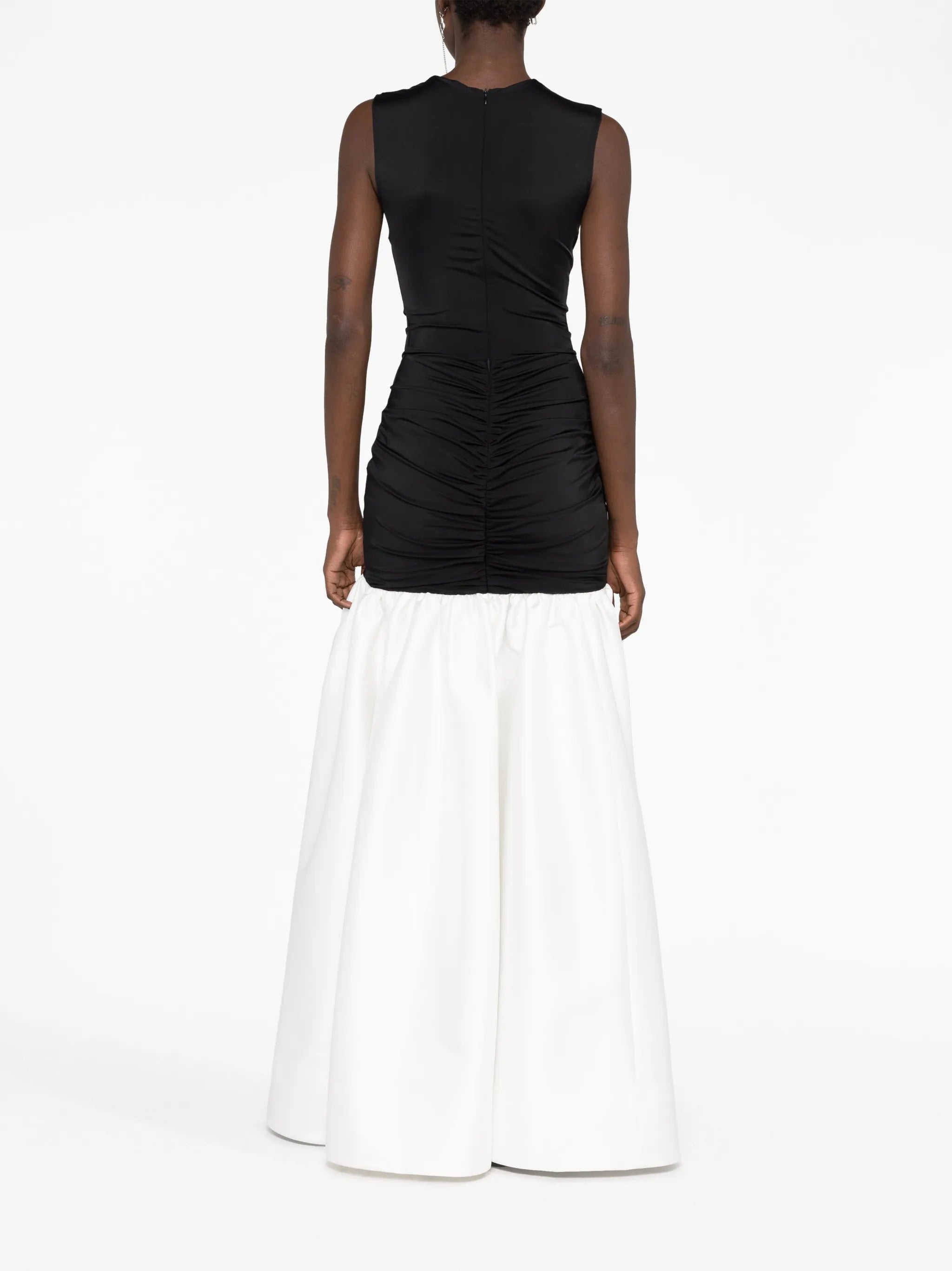 two-tone satin-finish gown