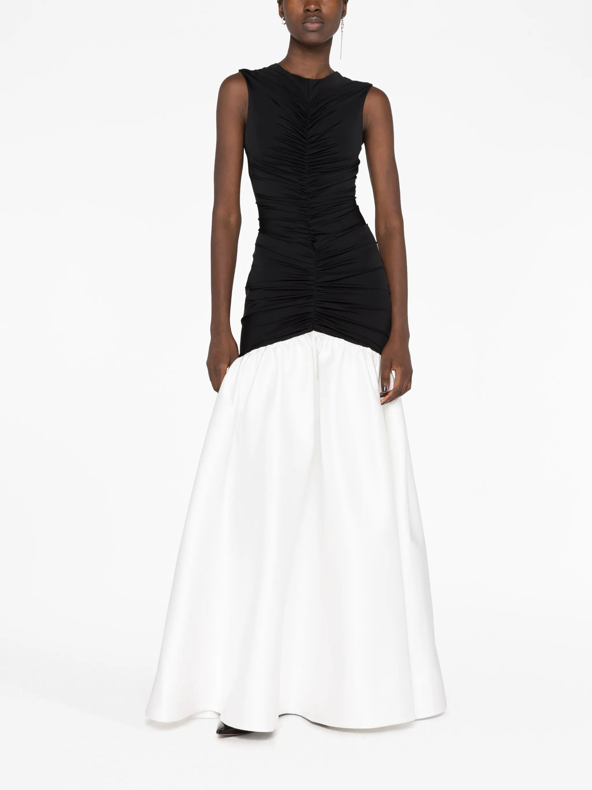 two-tone satin-finish gown