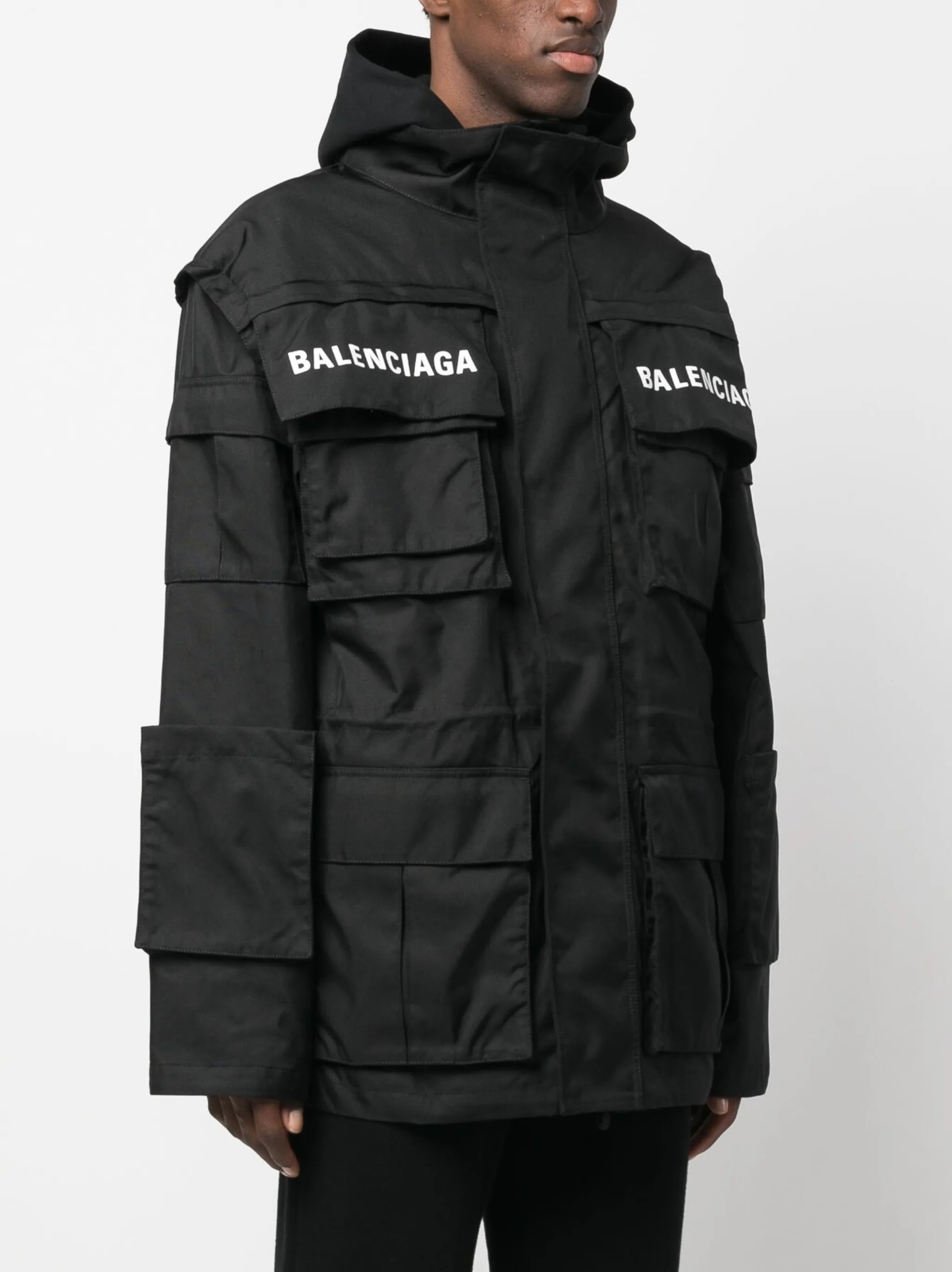 logo-print oversized technical parka