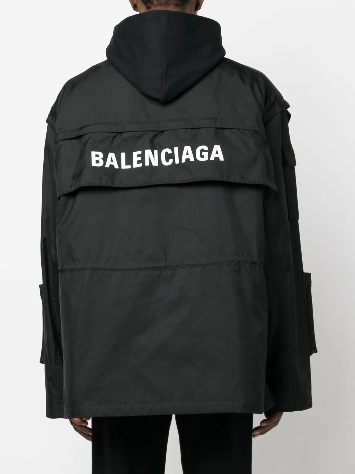 logo-print oversized technical parka