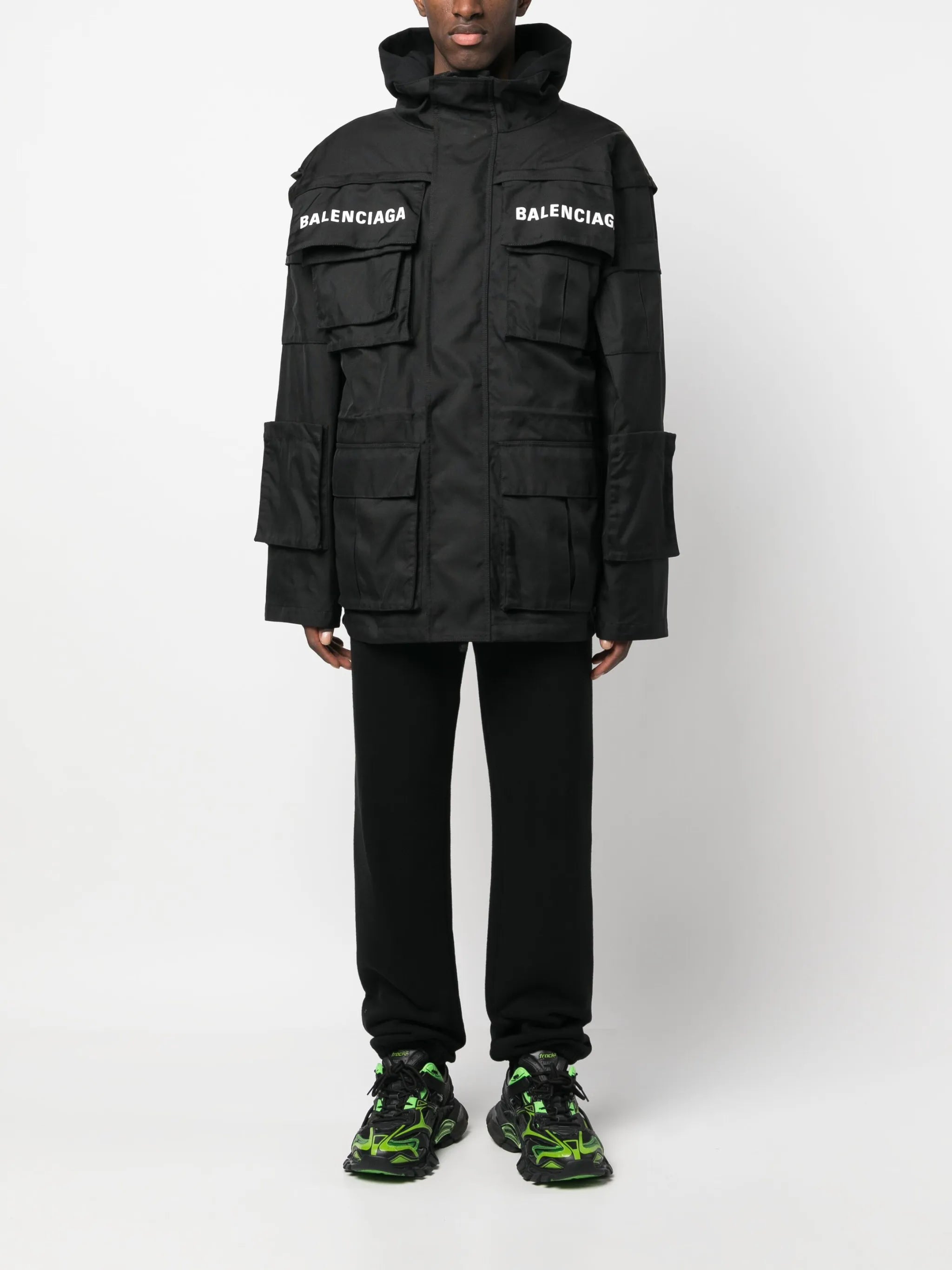 logo-print oversized technical parka
