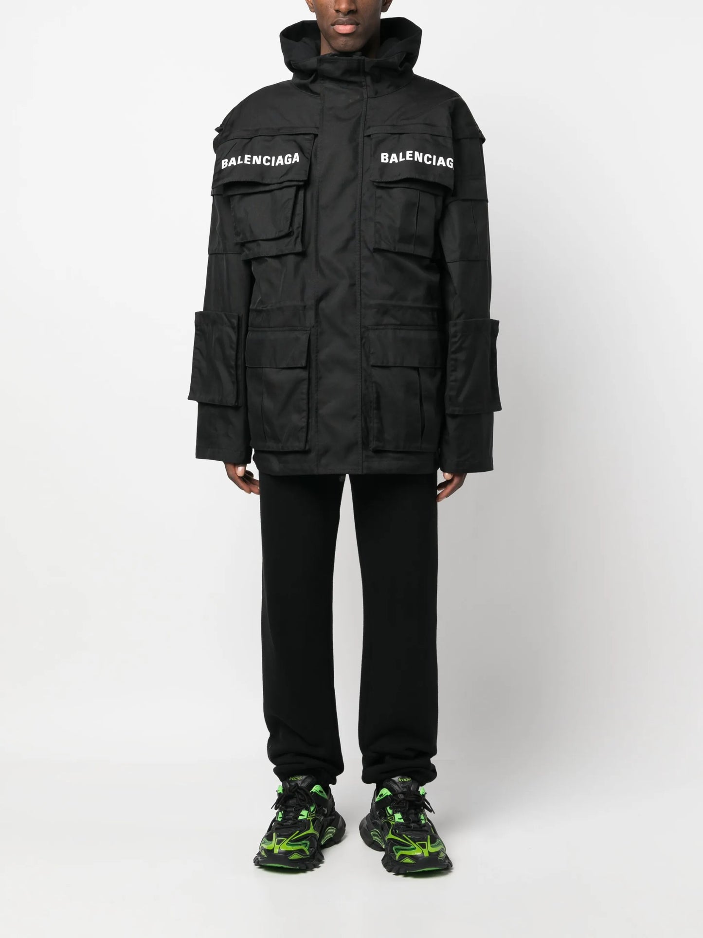 logo-print oversized technical parka