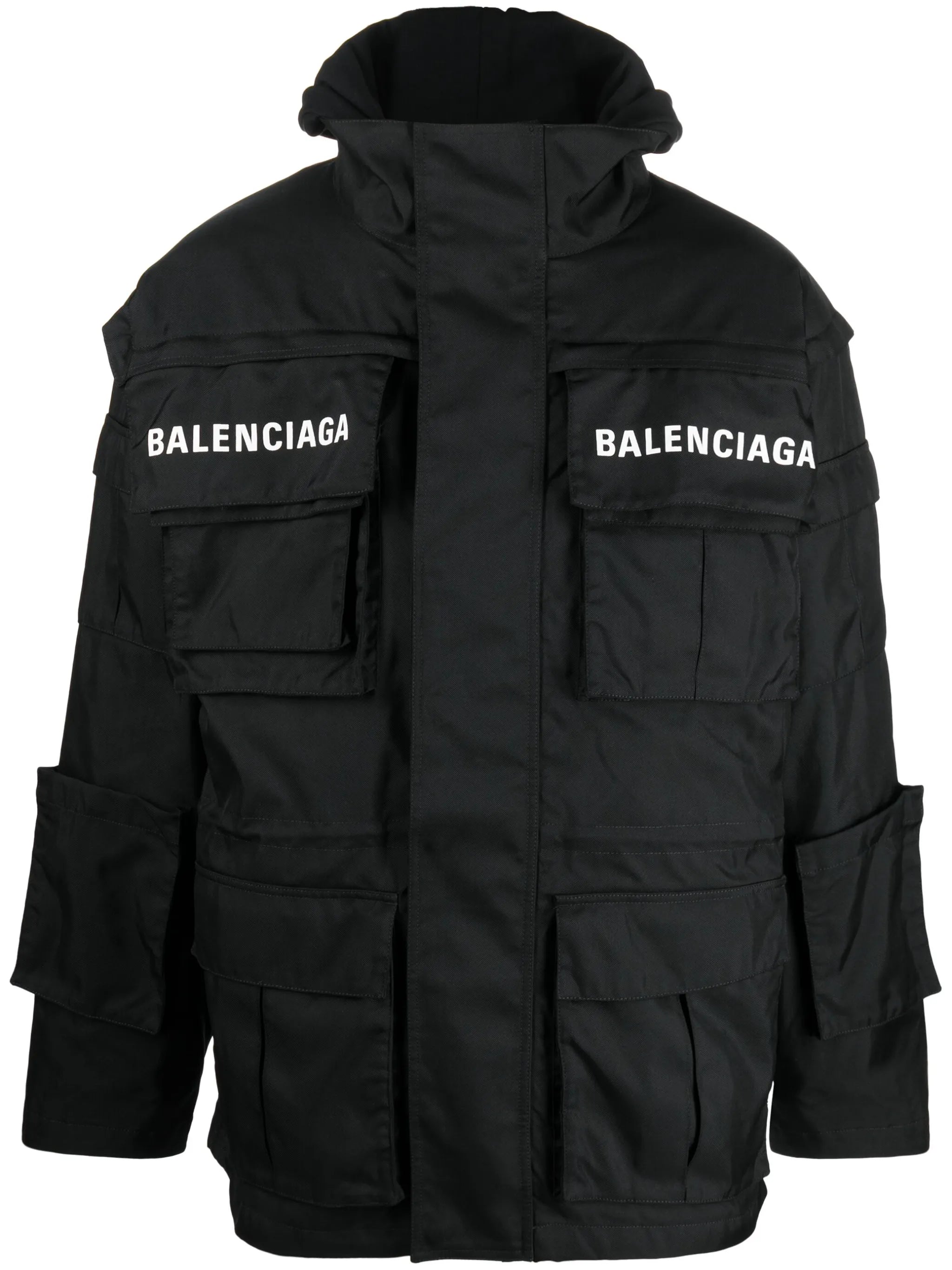 logo-print oversized technical parka