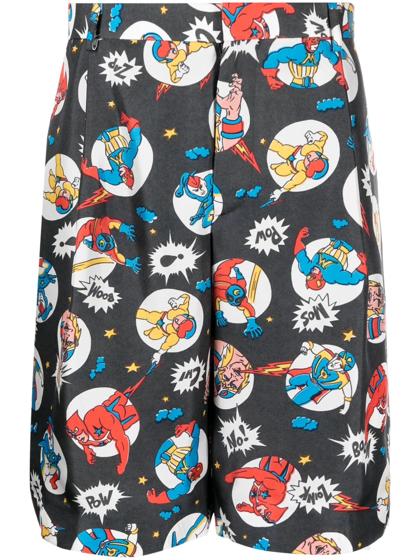 comic-print silk shorts