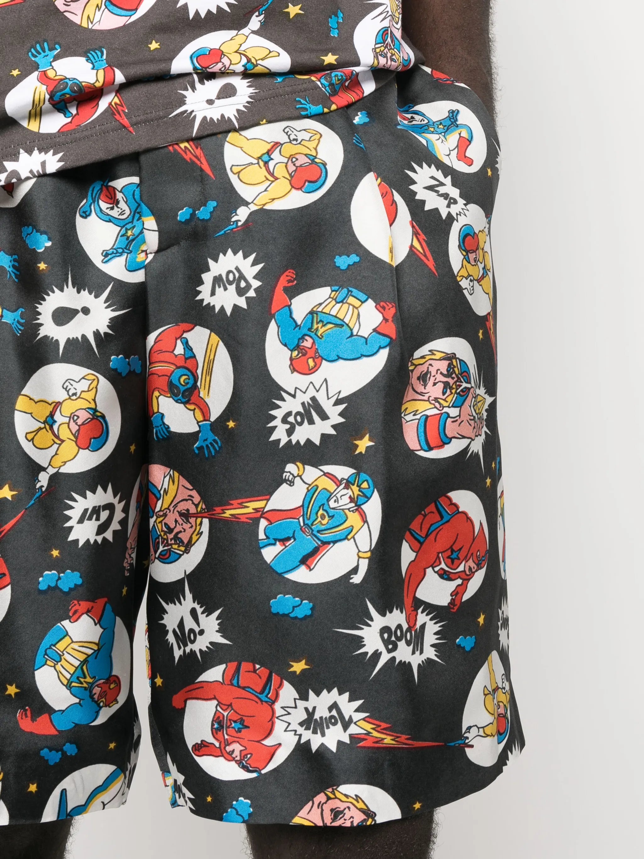 comic-print silk shorts