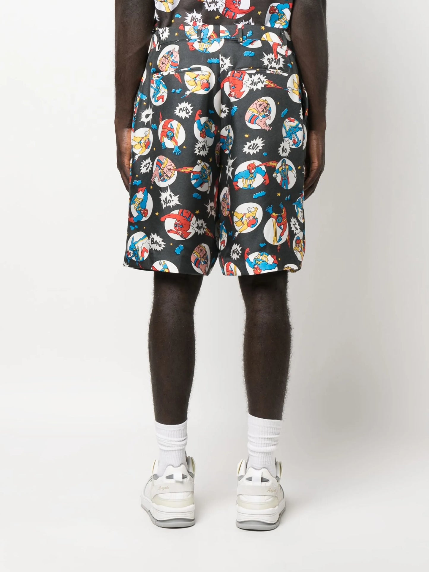 comic-print silk shorts