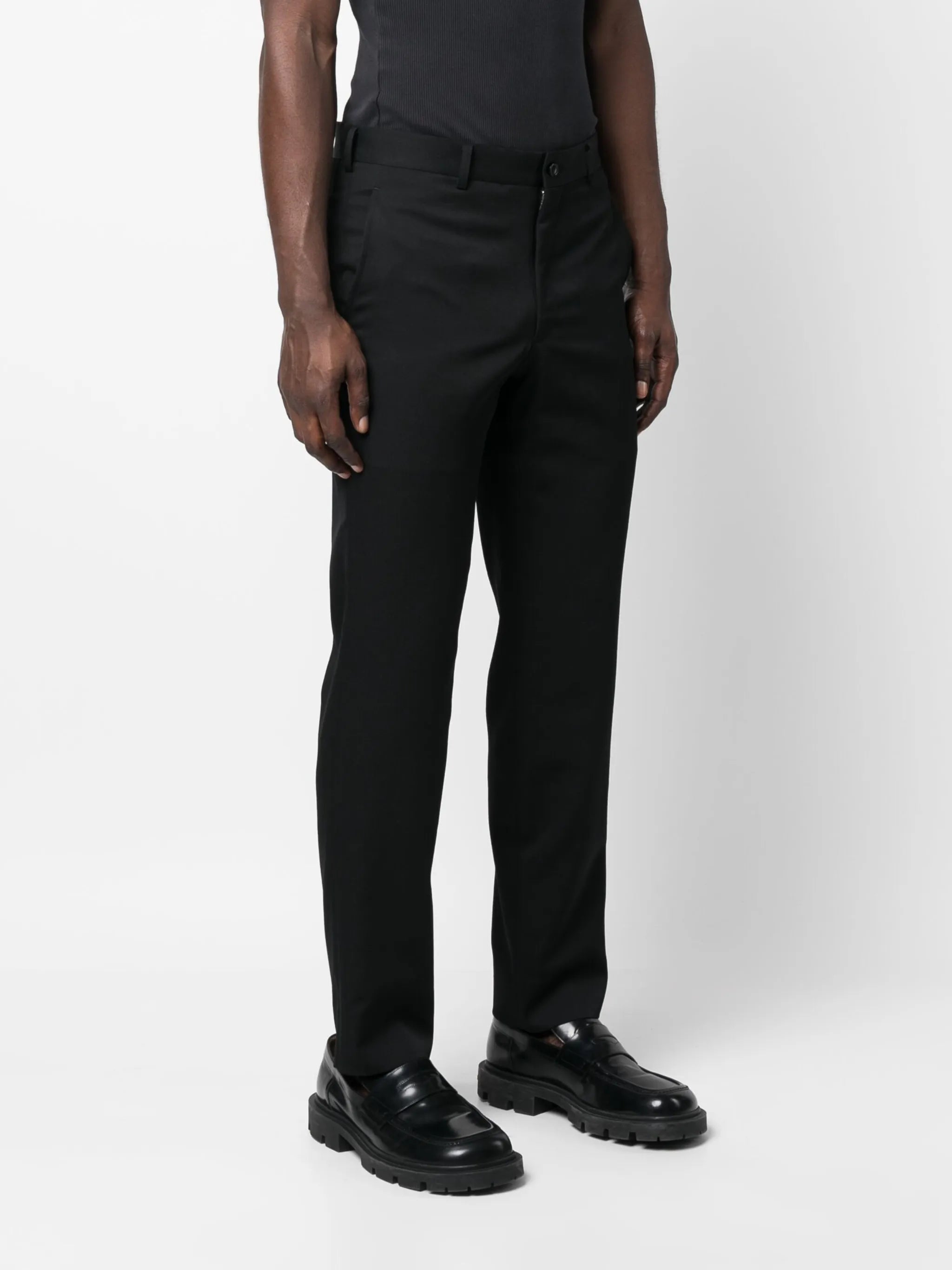 straight-leg wool trousers