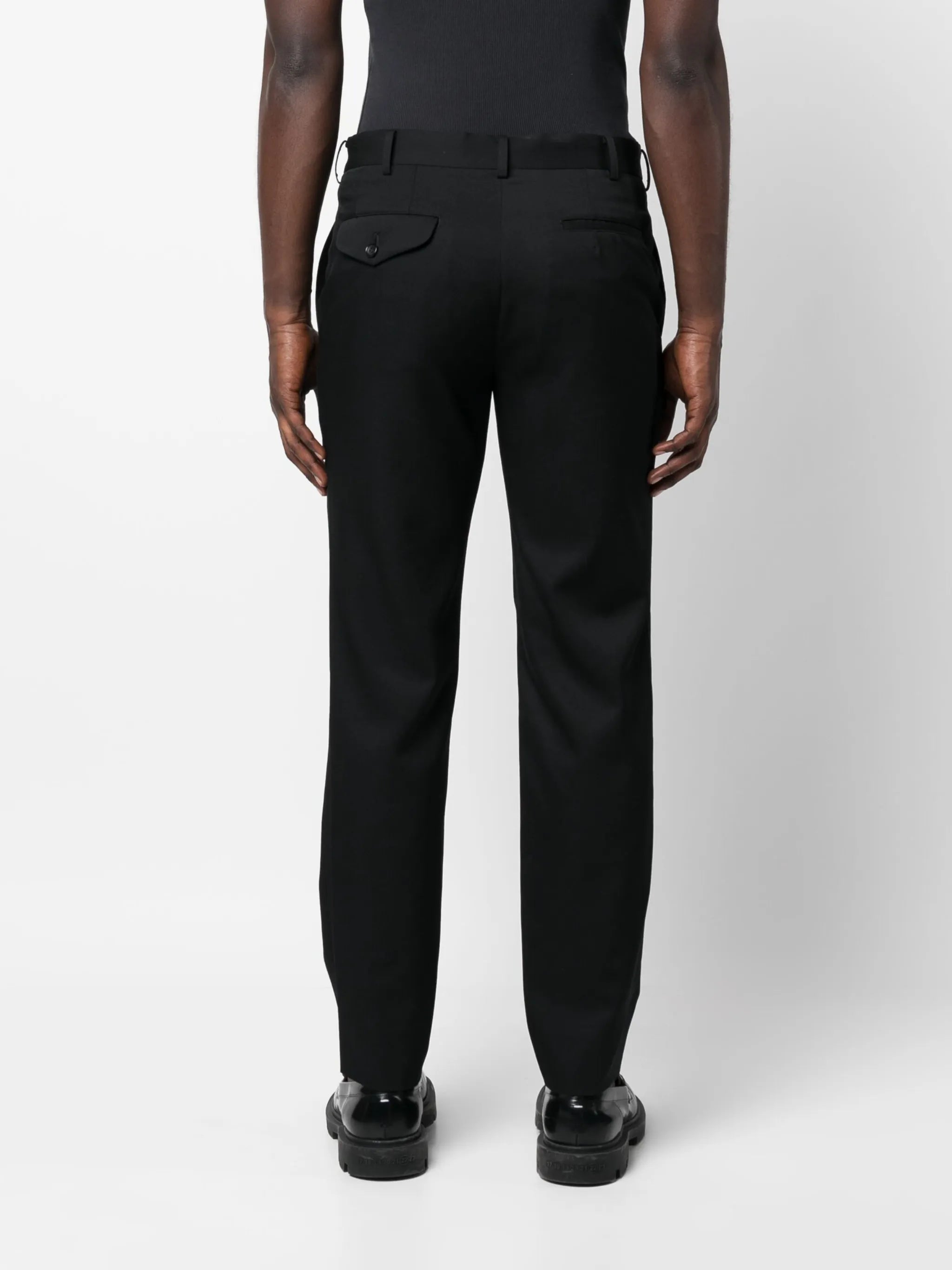 straight-leg wool trousers