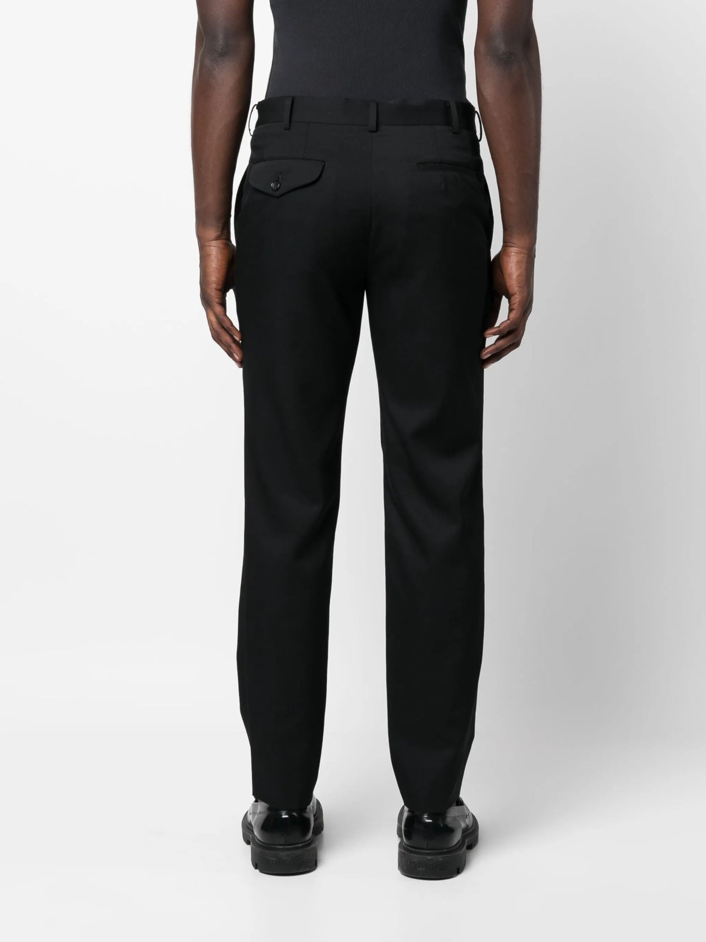 straight-leg wool trousers