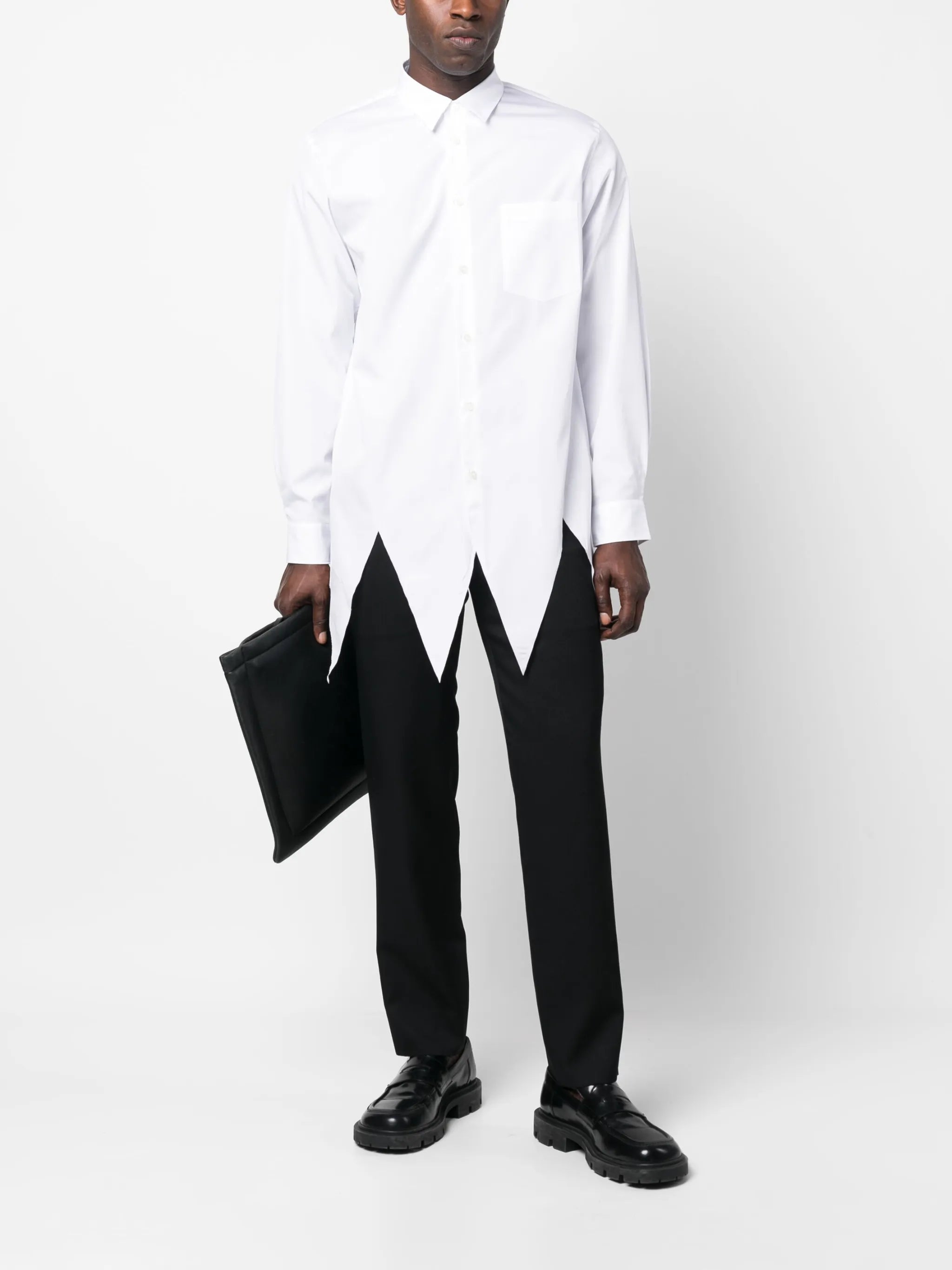 straight-leg wool trousers