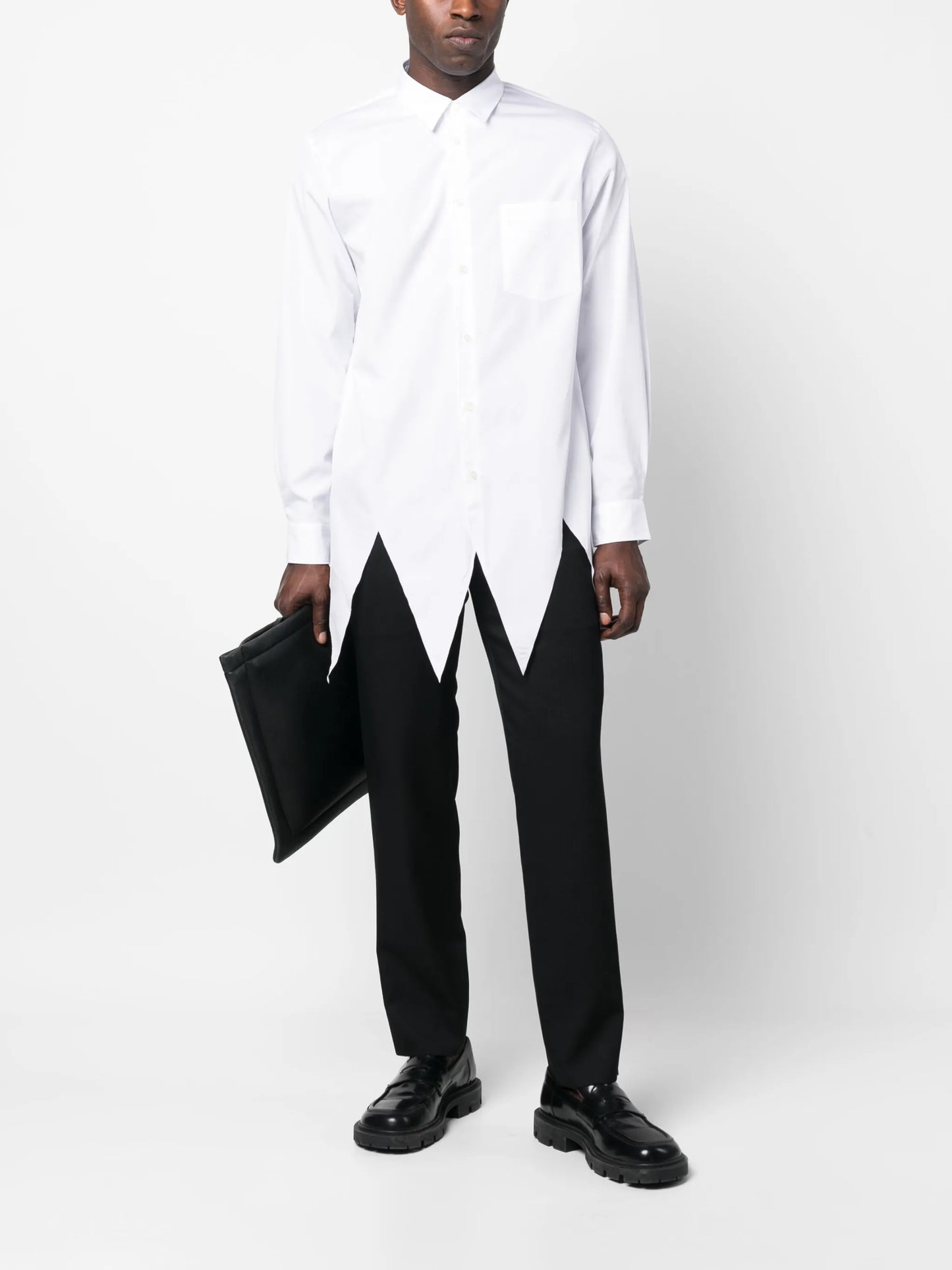 straight-leg wool trousers