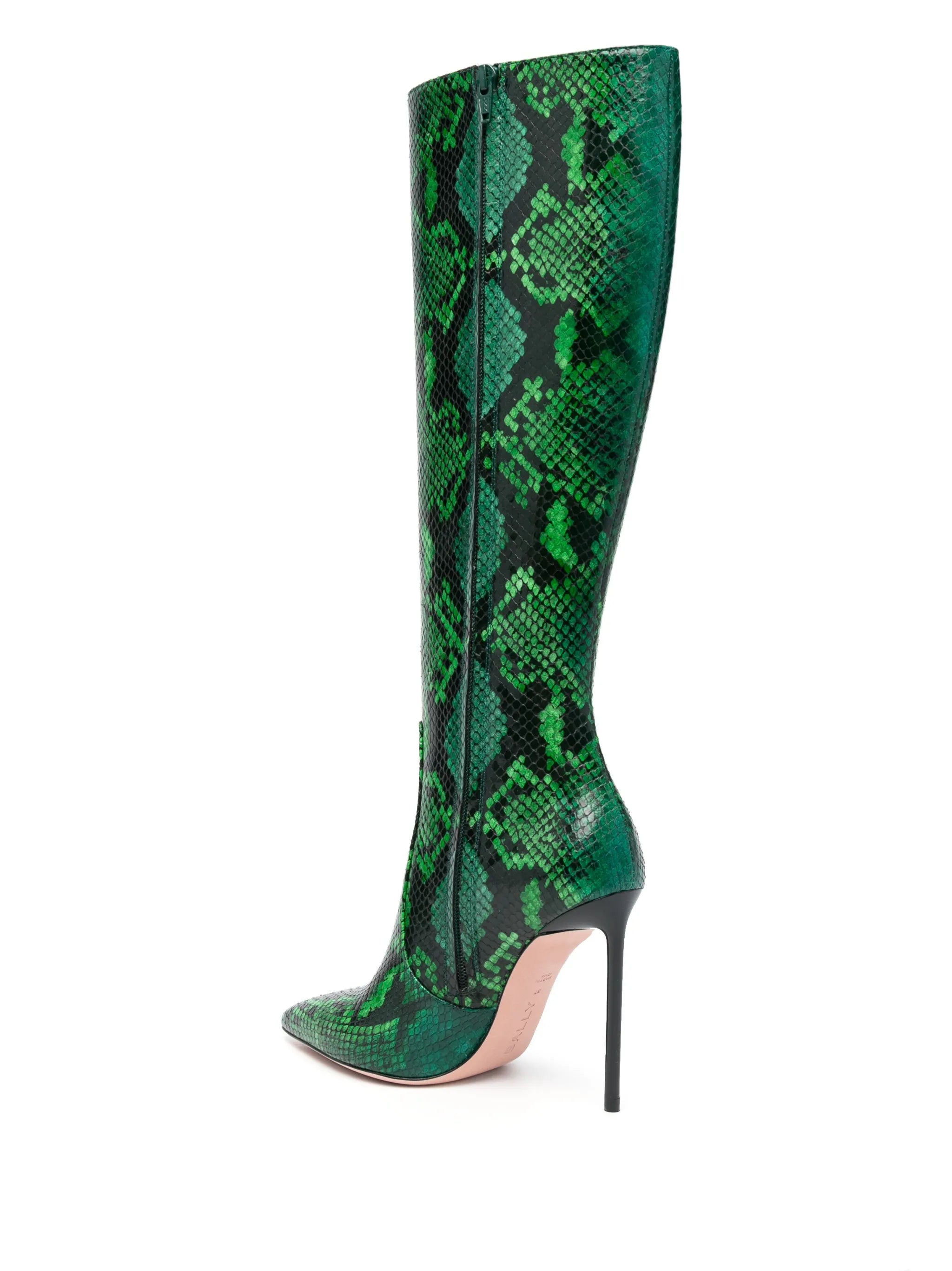 snakeskin-print leather boots