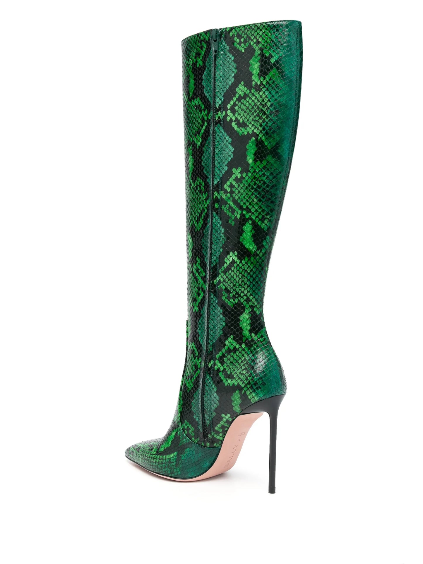 snakeskin-print leather boots
