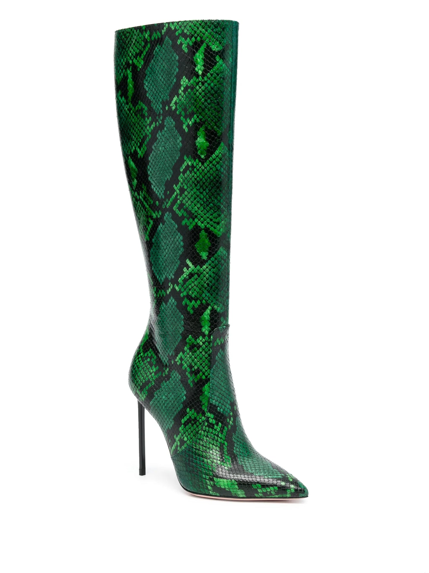 snakeskin-print leather boots
