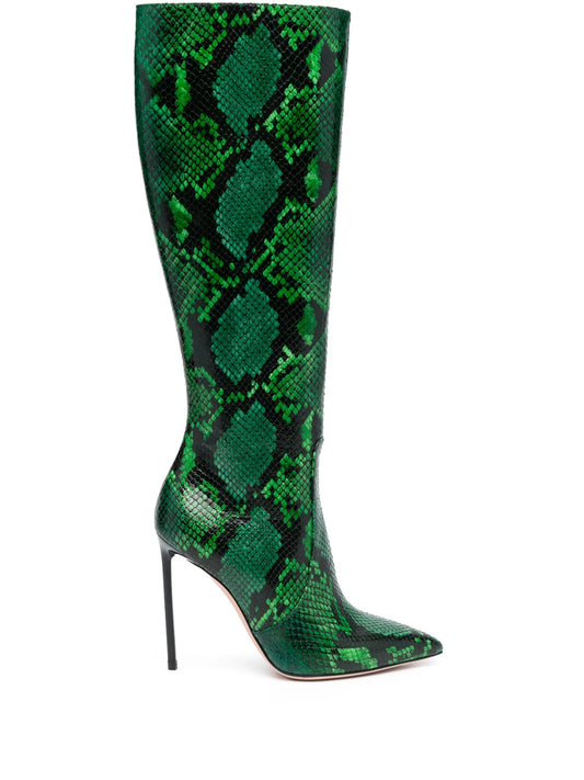 snakeskin-print leather boots