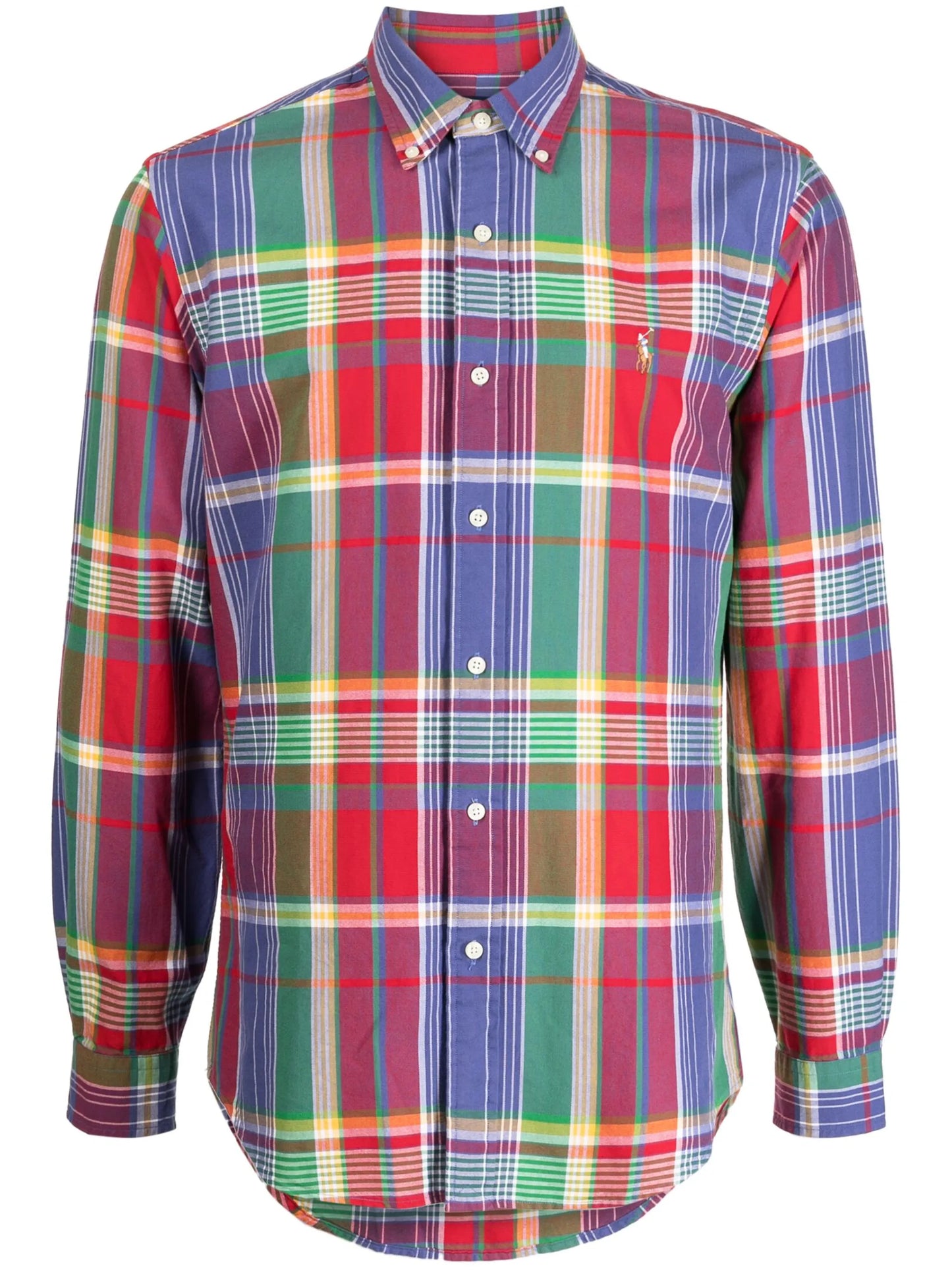 logo-embroidered plaid-print shirt