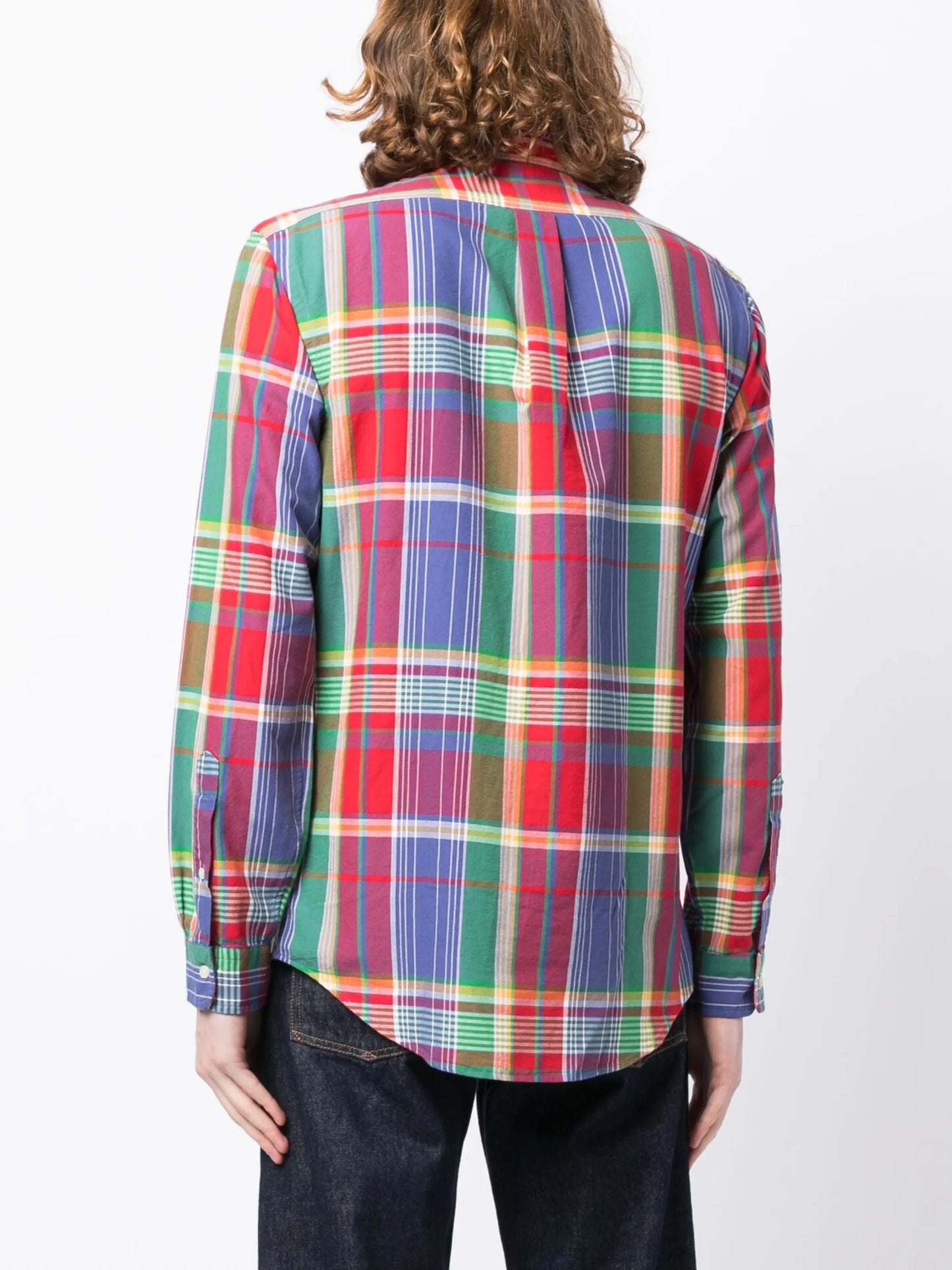 logo-embroidered plaid-print shirt