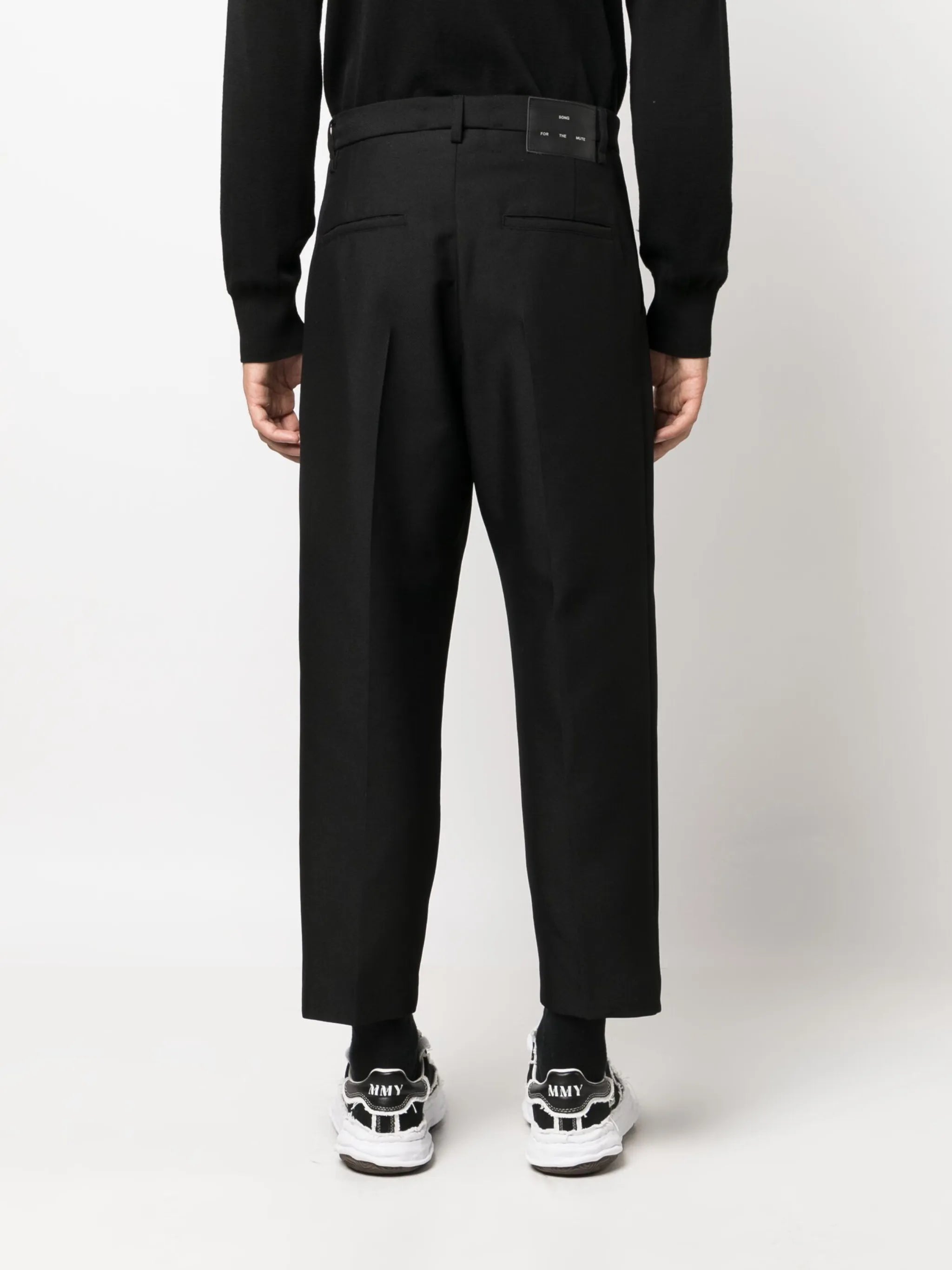 pleated cropped wool trousers