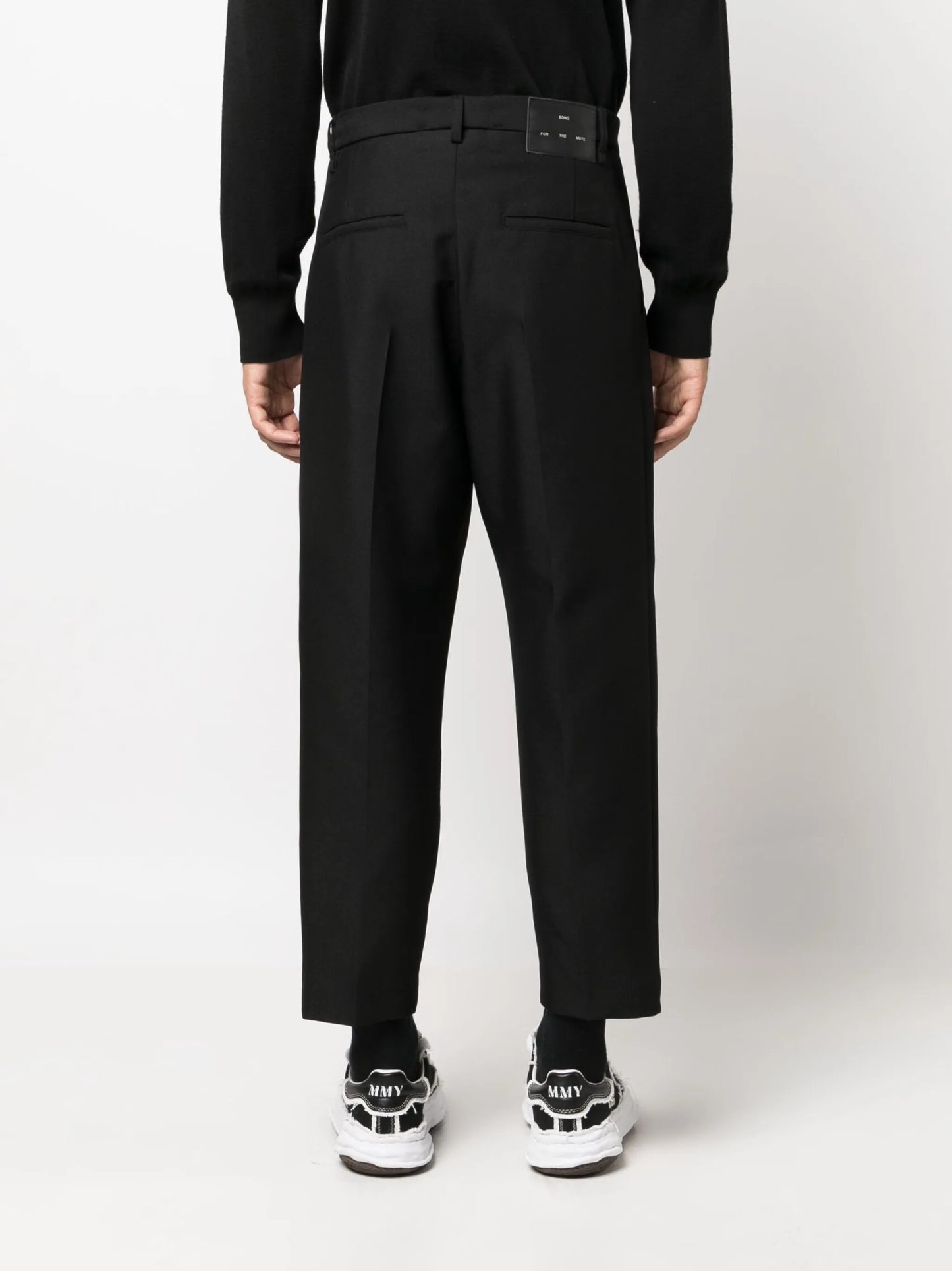 pleated cropped wool trousers