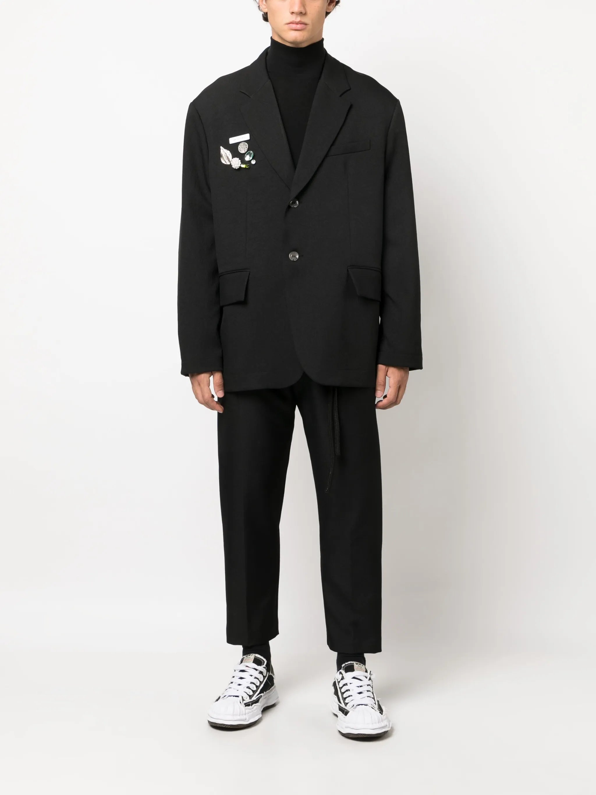pleated cropped wool trousers
