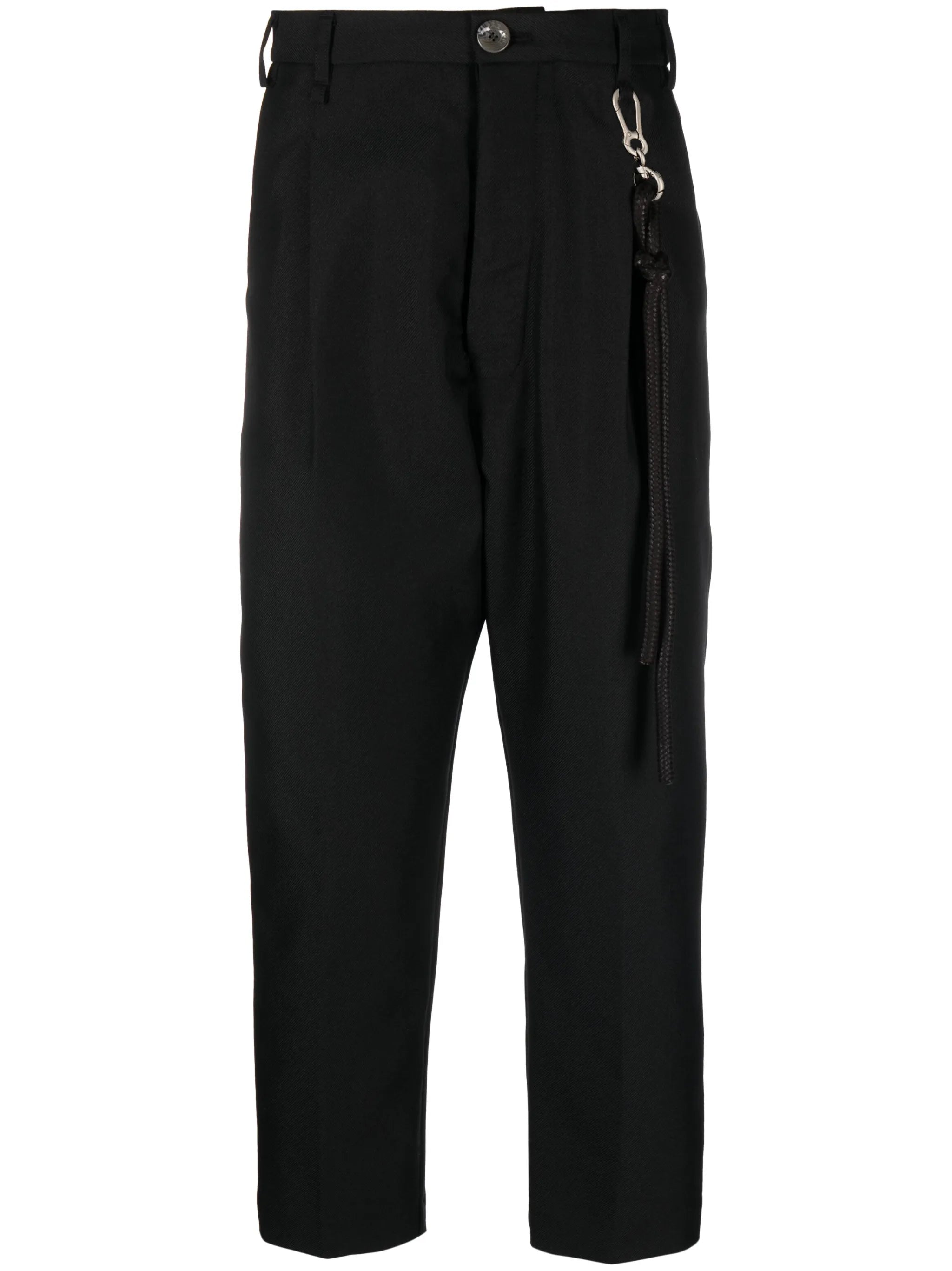 pleated cropped wool trousers