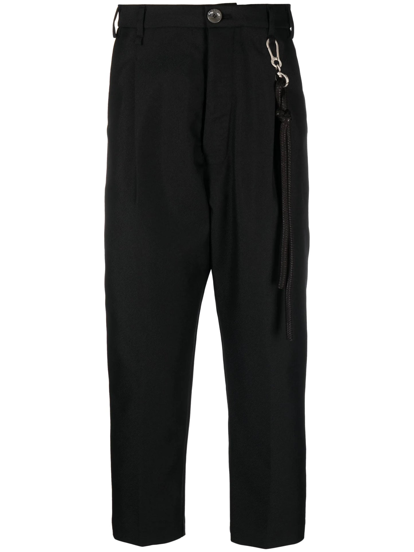 pleated cropped wool trousers