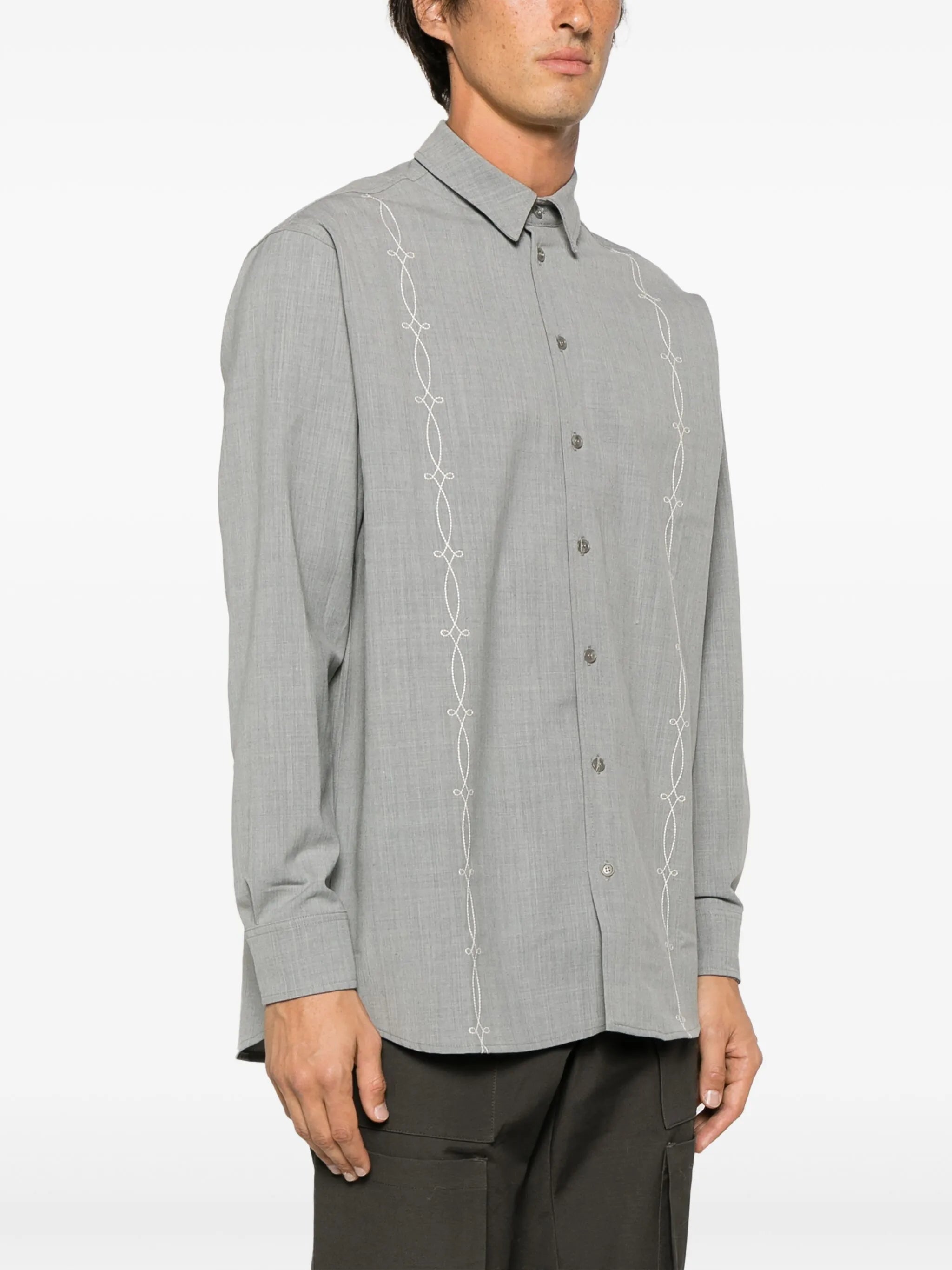 embroidered-design long-sleeve shirt
