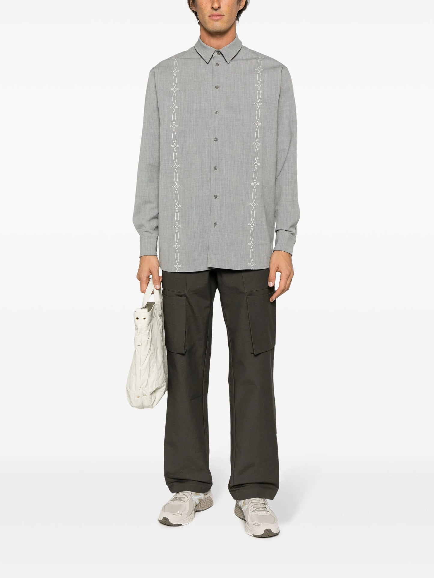embroidered-design long-sleeve shirt