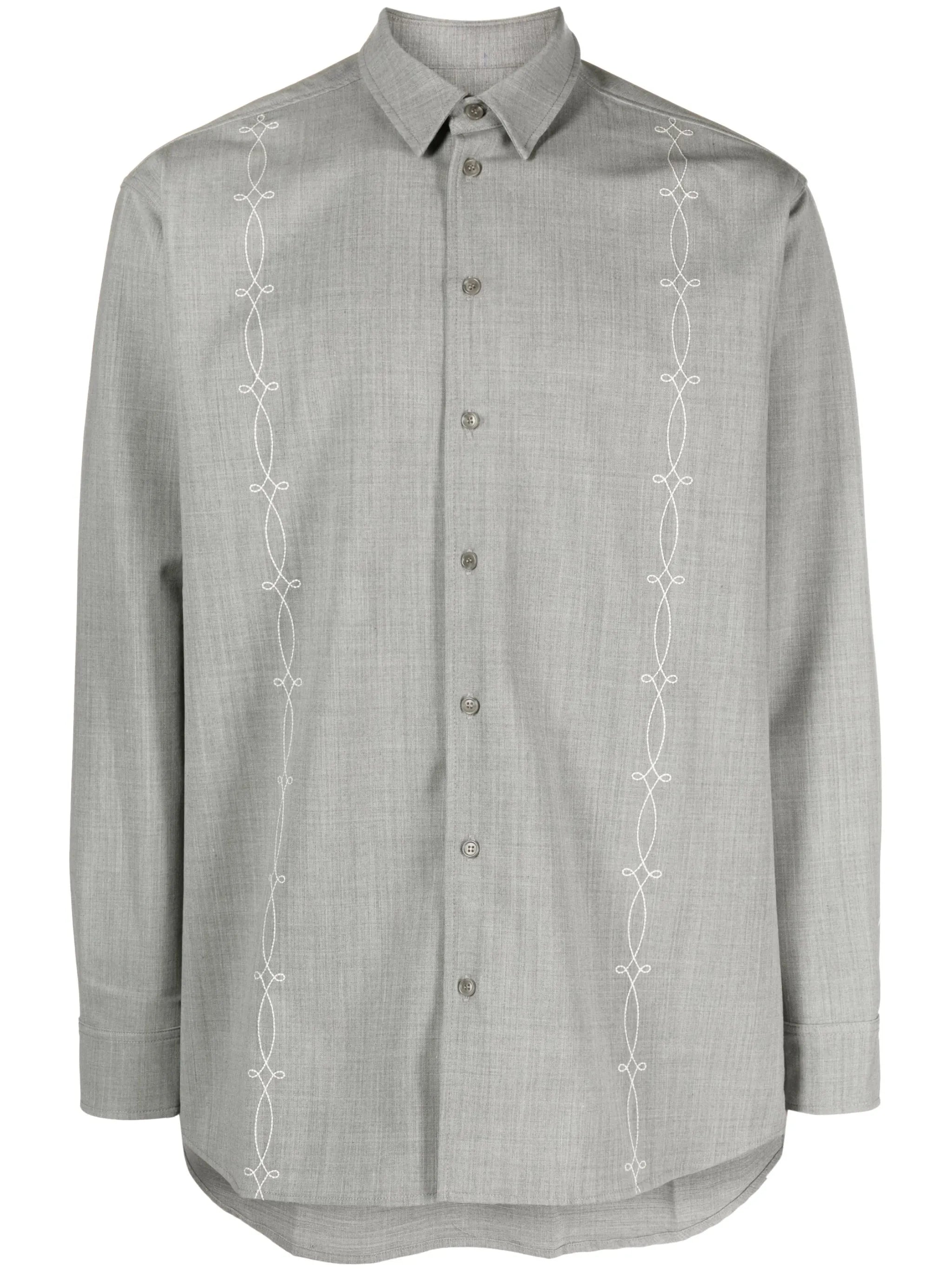 embroidered-design long-sleeve shirt