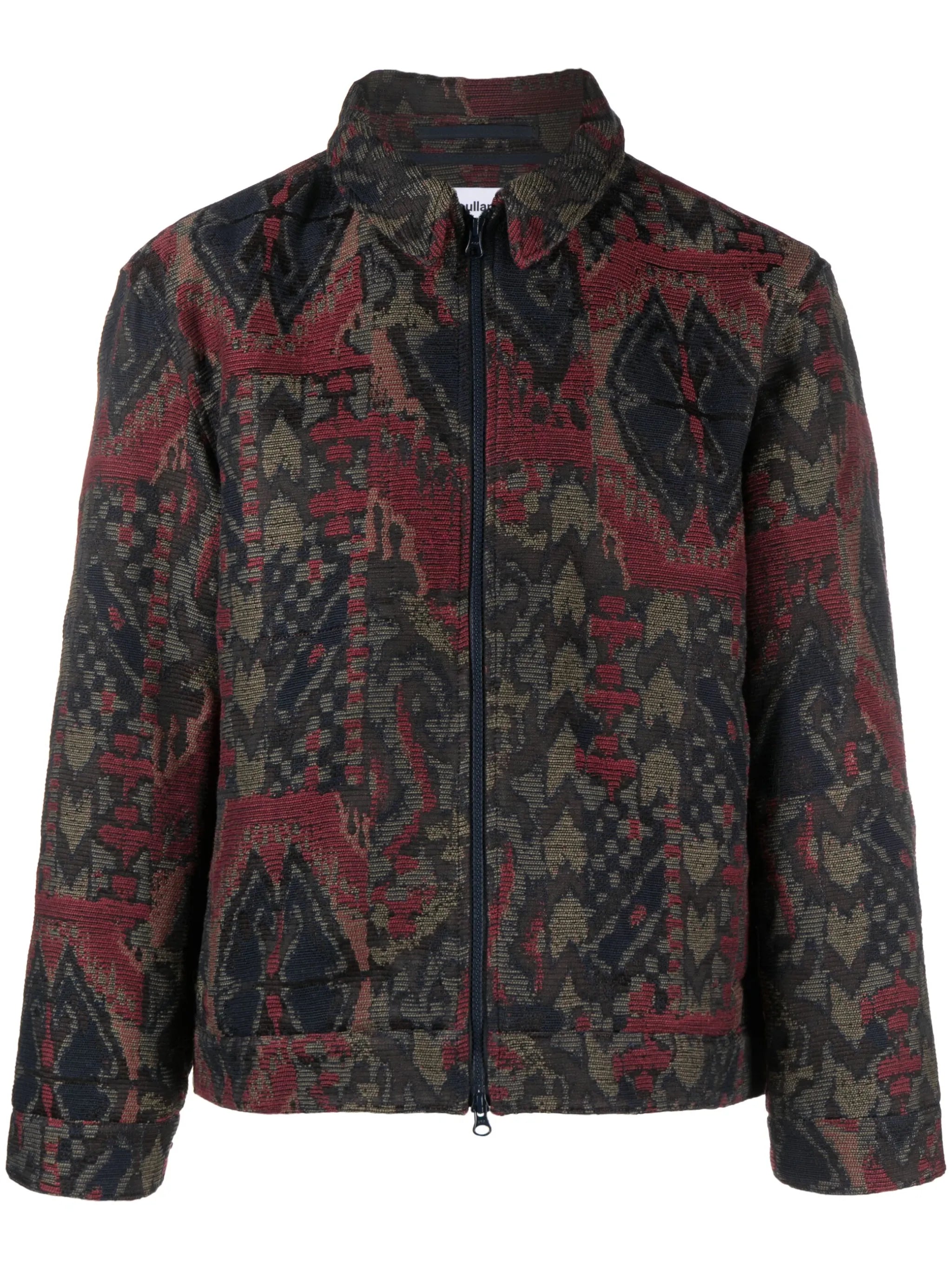 Window patterned-jacquard bomber jacket